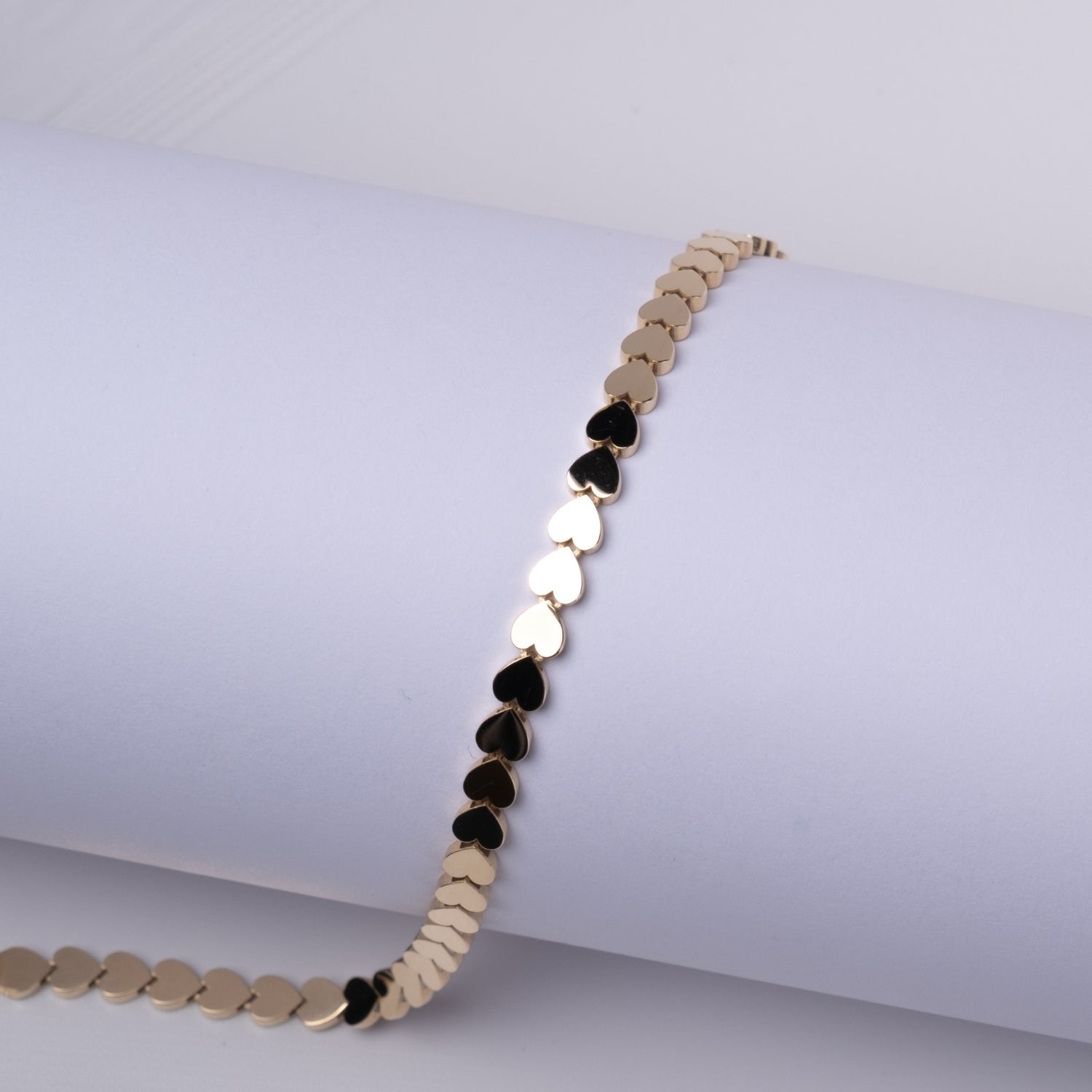 Sıralı Kalp Bileklik | 14 Ayar Altın