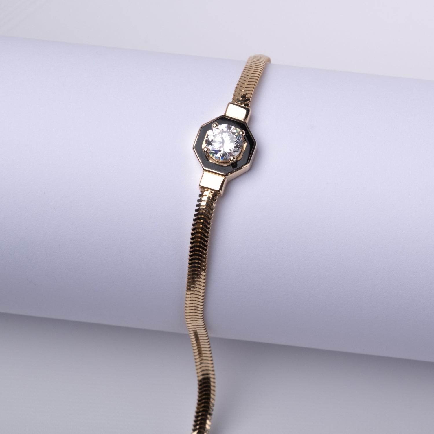 Taşlı Aura Bileklik | 14 Ayar Altın