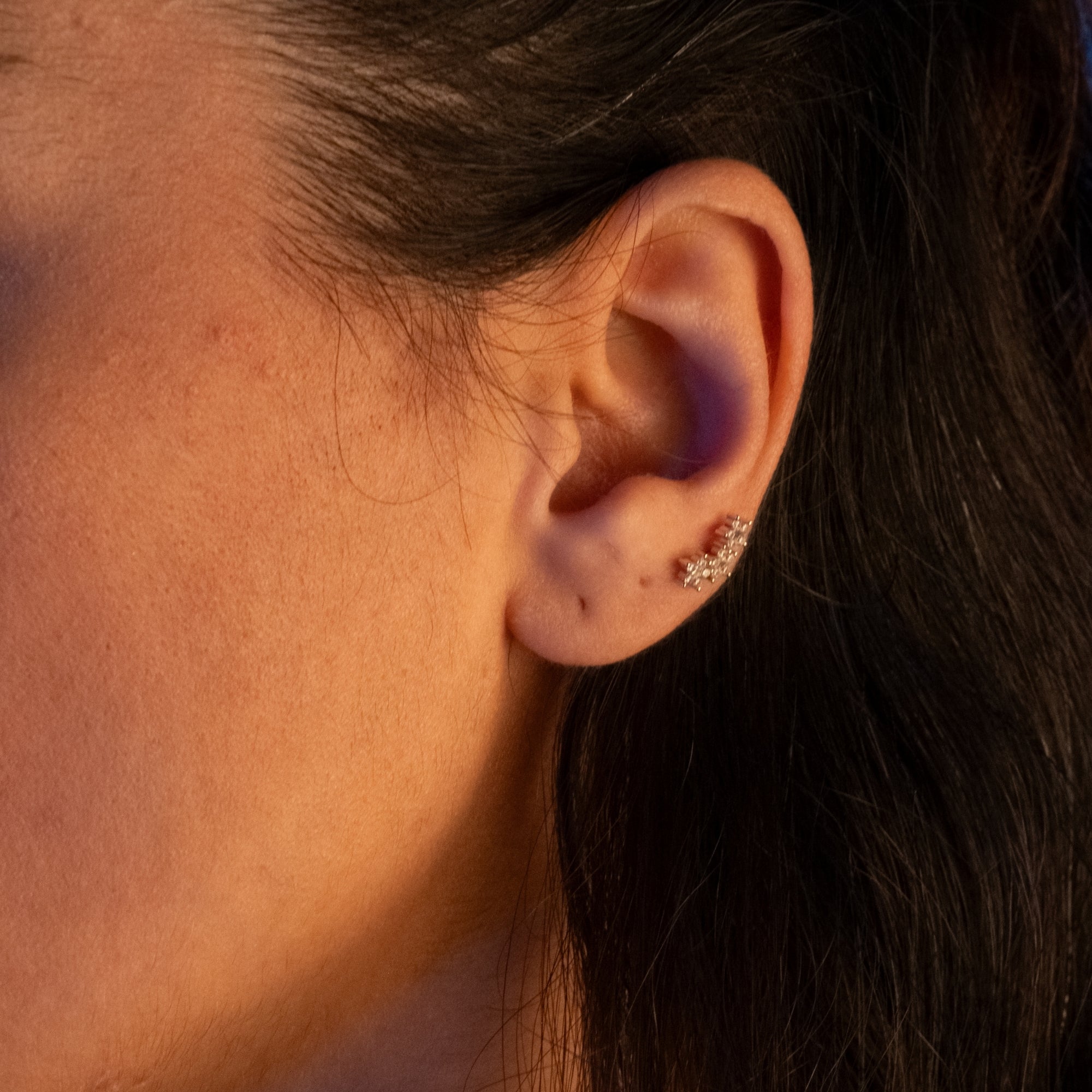 Taşlı Üç Yıldız Piercing | 14 Ayar Altın