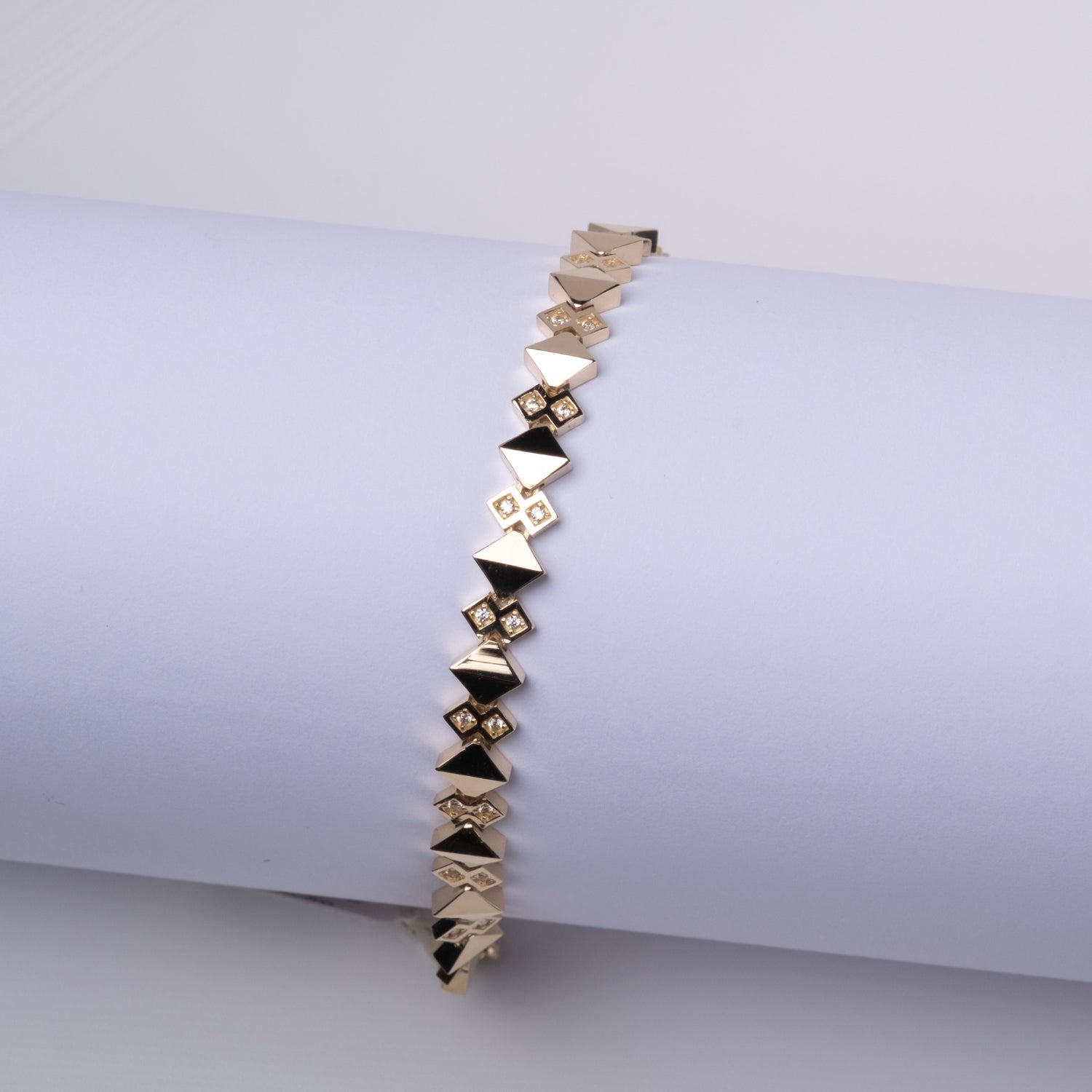 Taşlı Prizma Bileklik | 14 Ayar Altın