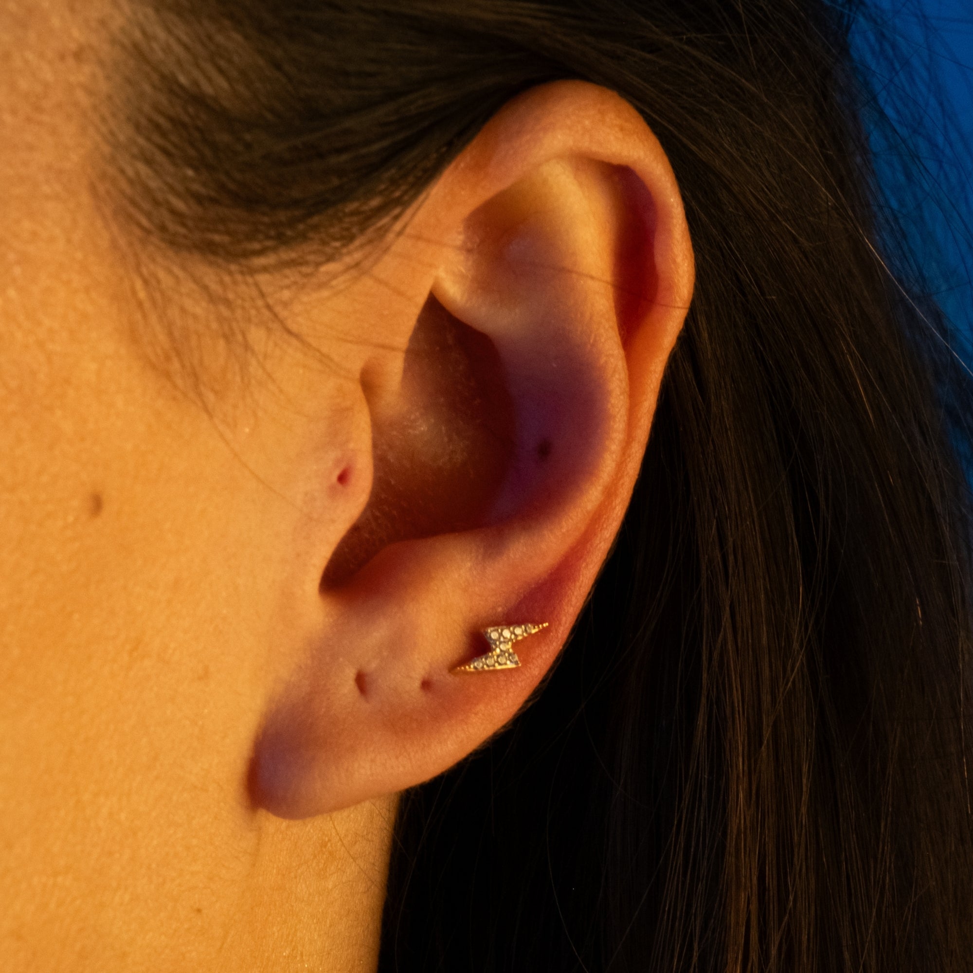 Yıldırım Taşlı Piercing | 14 Ayar Altın