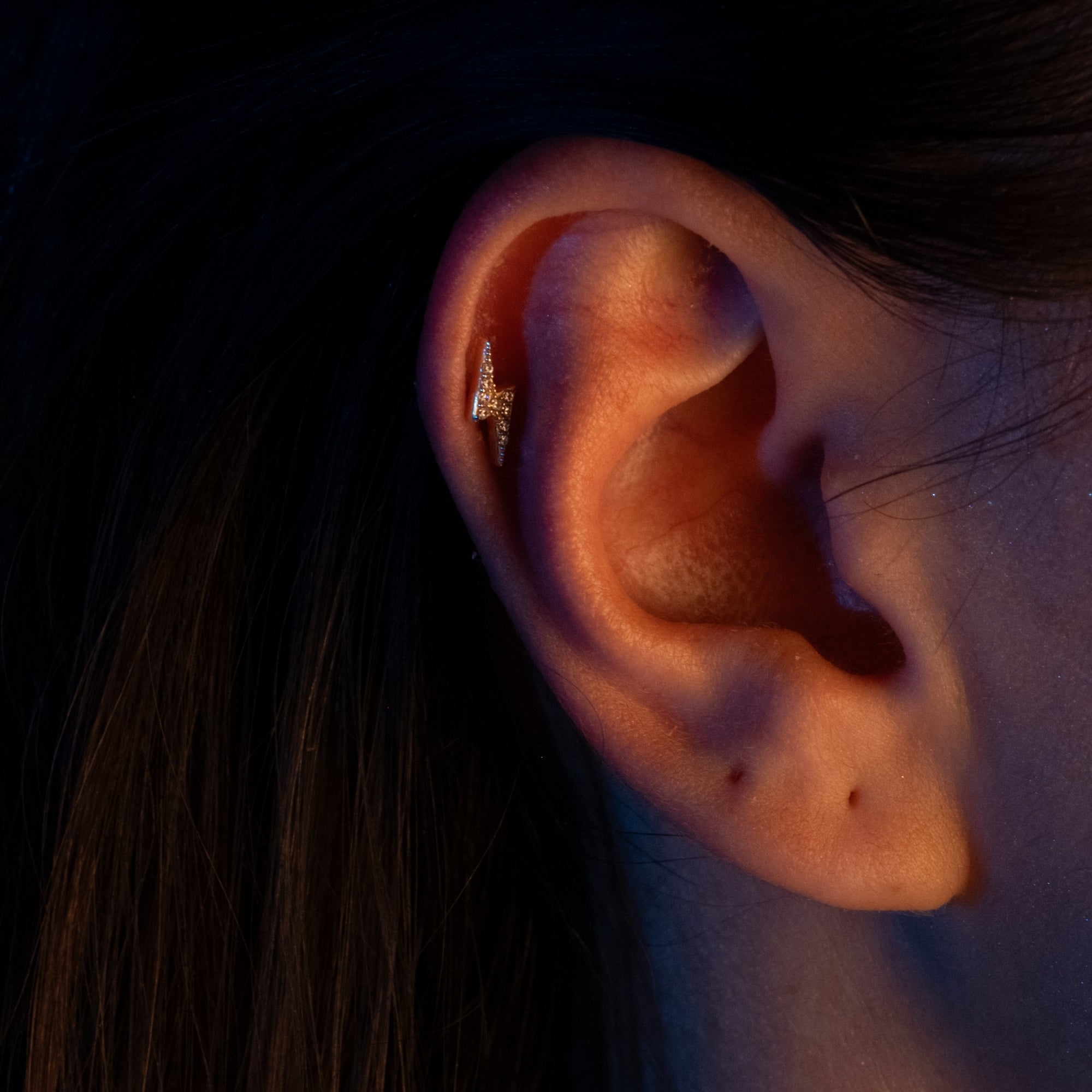 Yıldırım Taşlı Piercing | 14 Ayar Altın