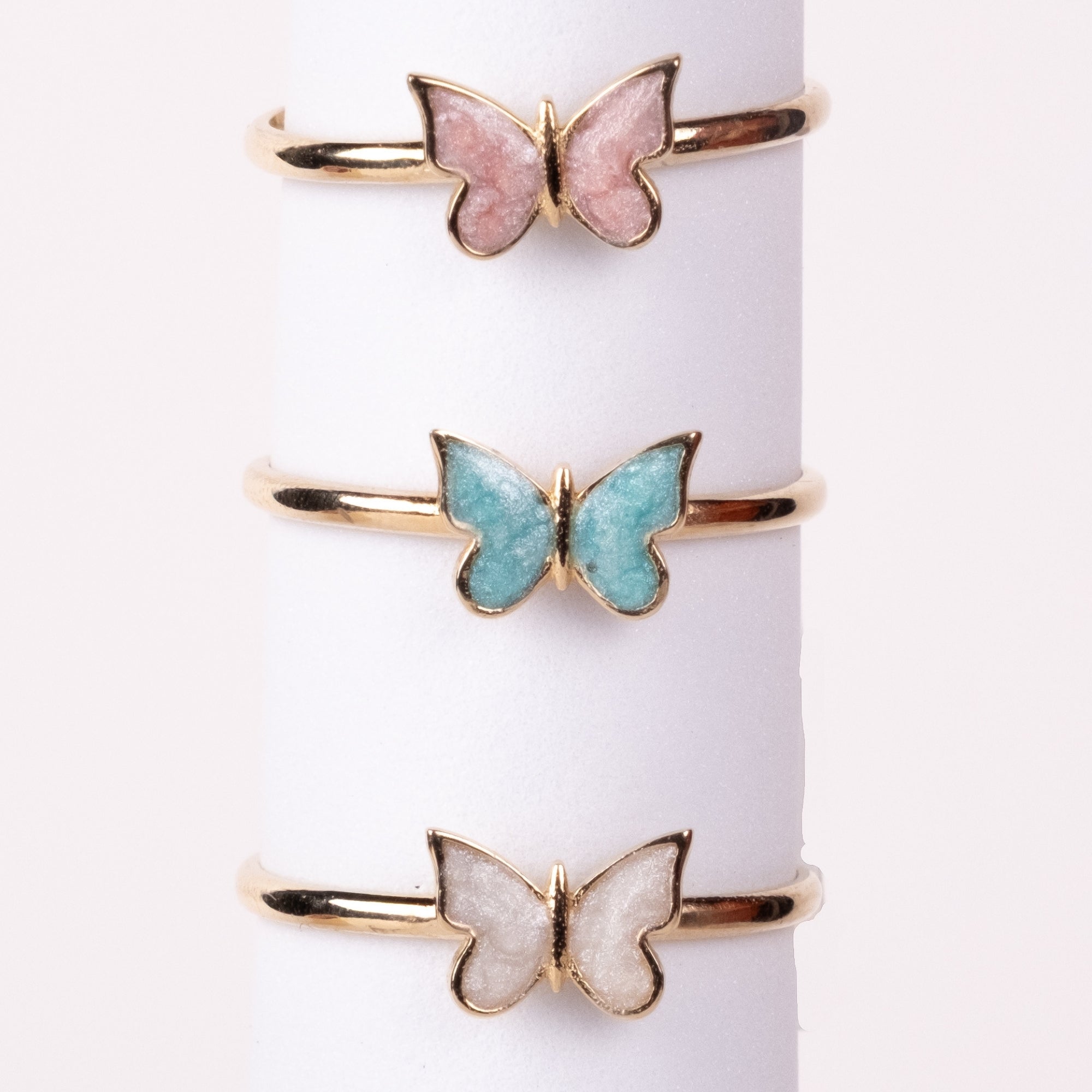 Renkli Kelebek Yüzük  | 14 Ayar Altın