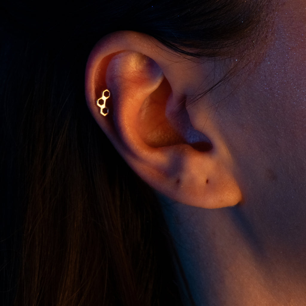 Altıgen Piercing | 14 Ayar Altın