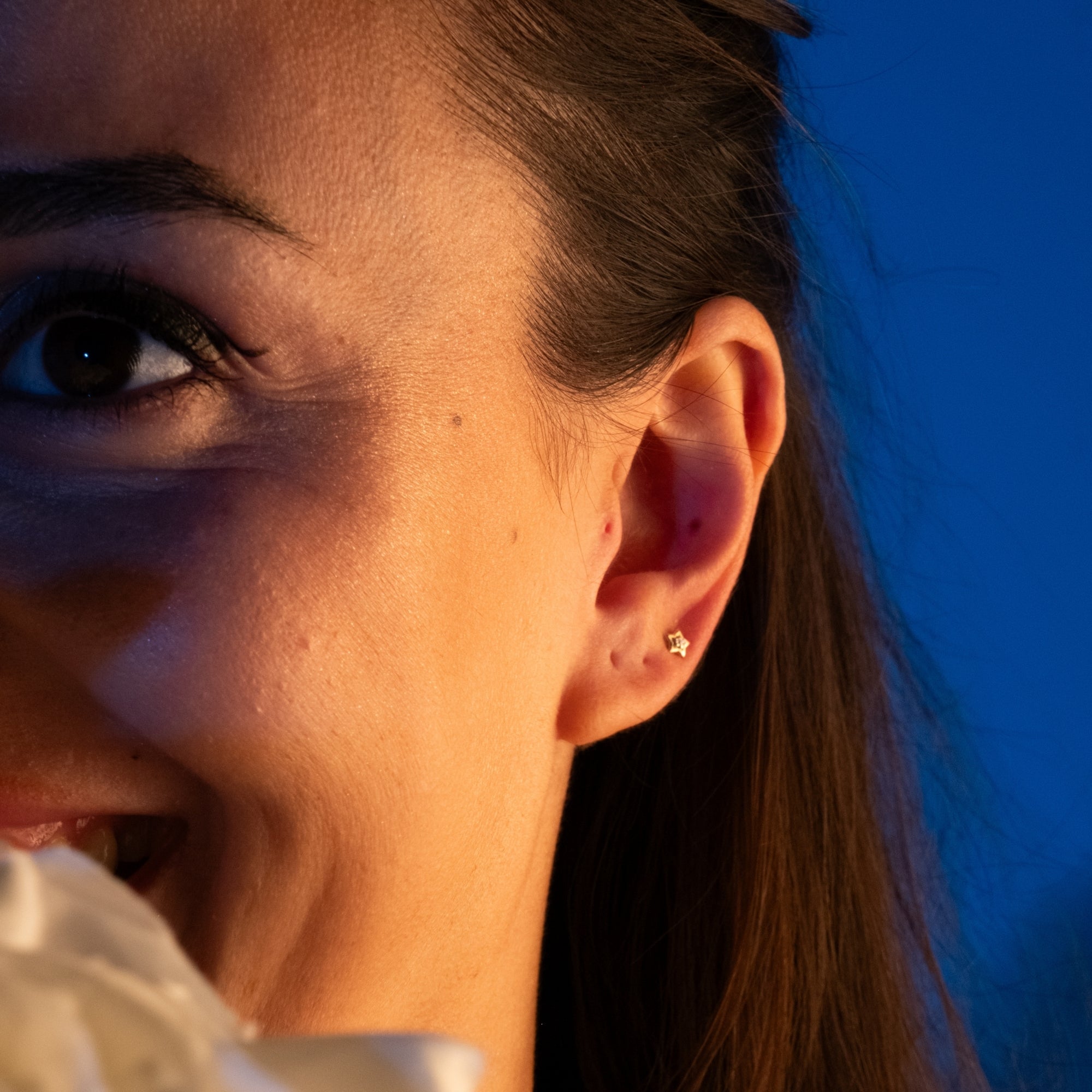 Taşlı Yıldız Piercing | 14 Ayar Altın