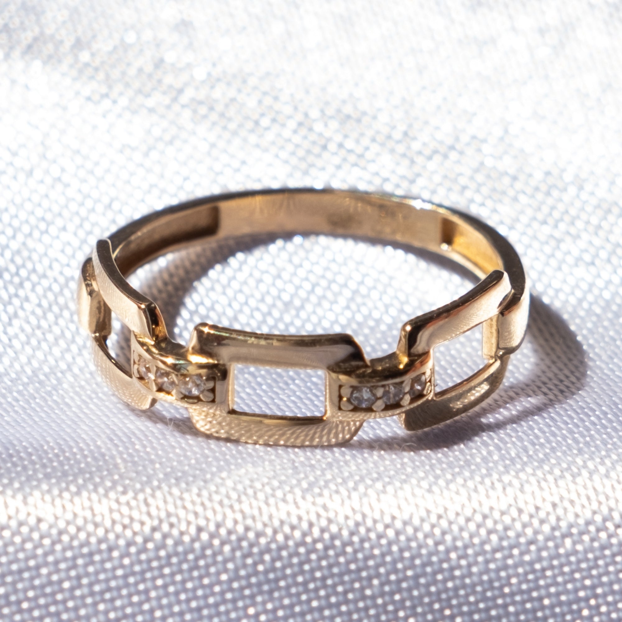 Geometrik Taşlı Yüzük | 14 Ayar Altın