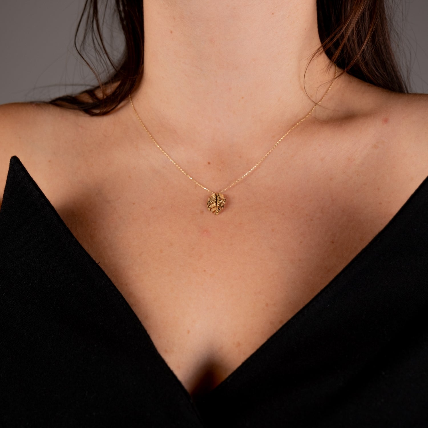 Monstera Yaprak Kolye | 14 Ayar Altın