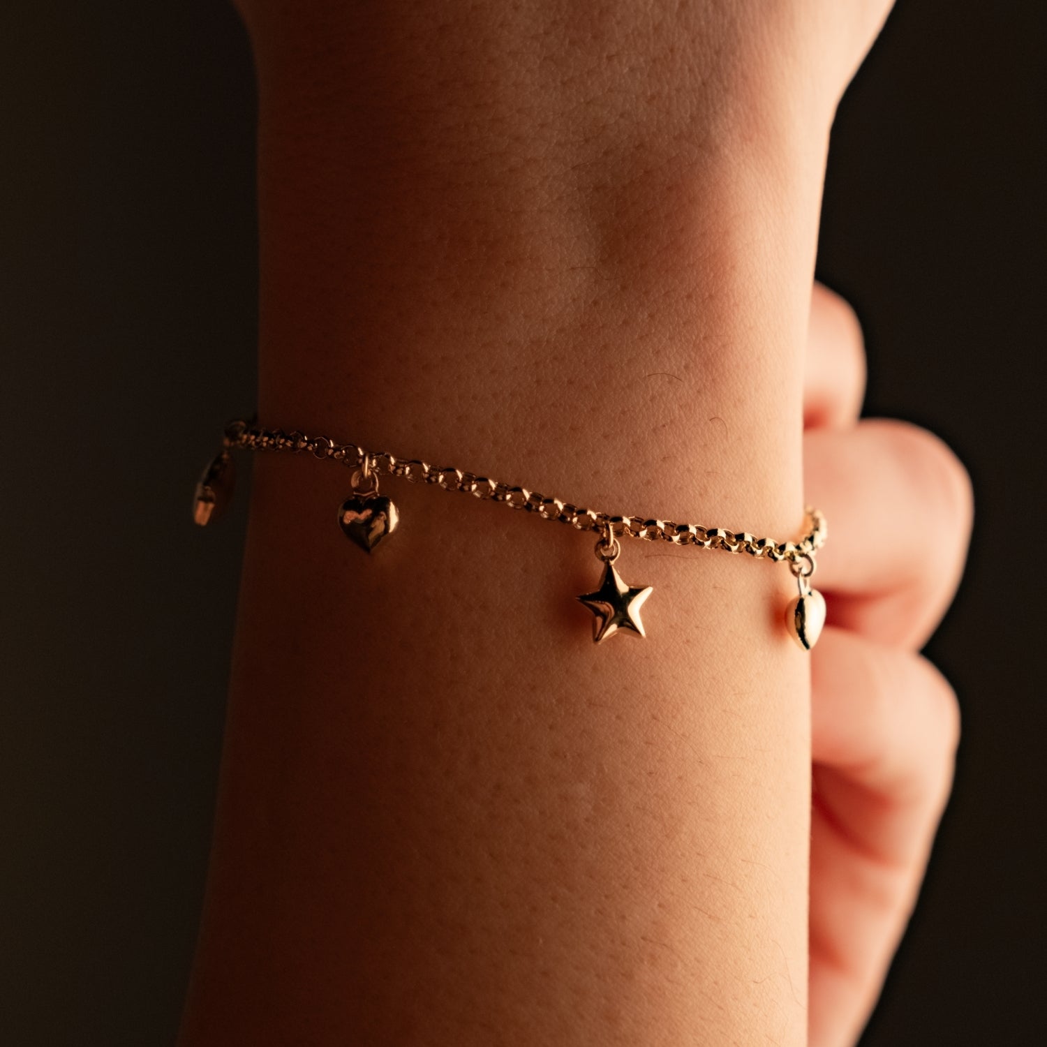 Yıldız ve Kalp Charm Bileklik | 14 Ayar Altın