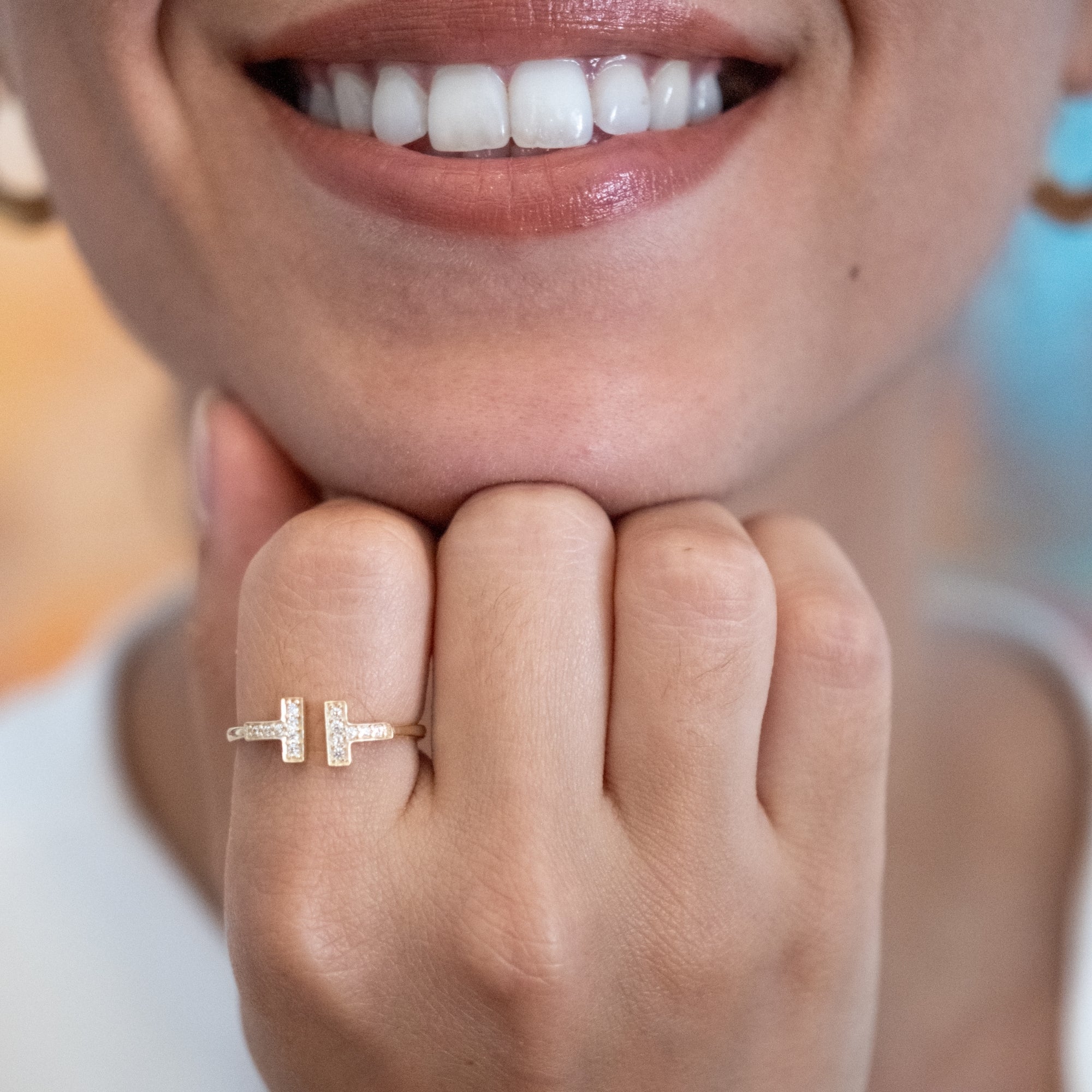 Taşlı T Yüzük | 14 Ayar Altın