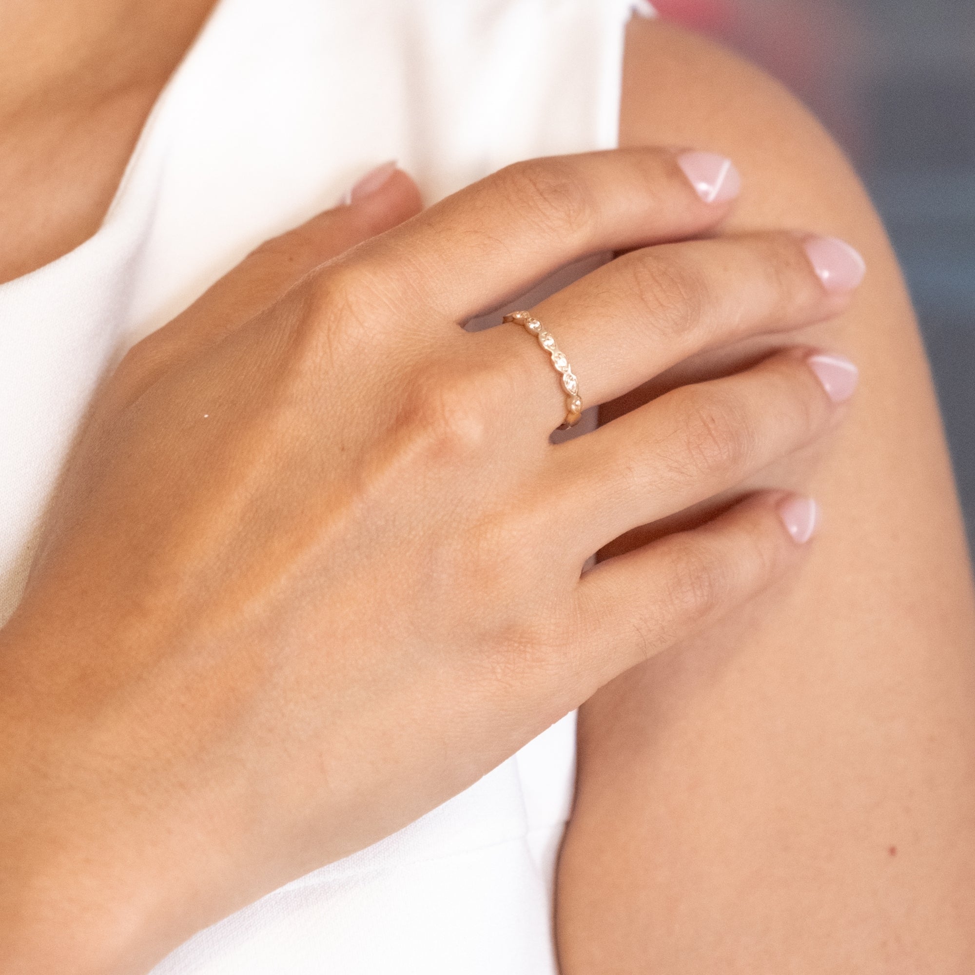 Göz Motifli Taşlı Yüzük | 14 Ayar Altın