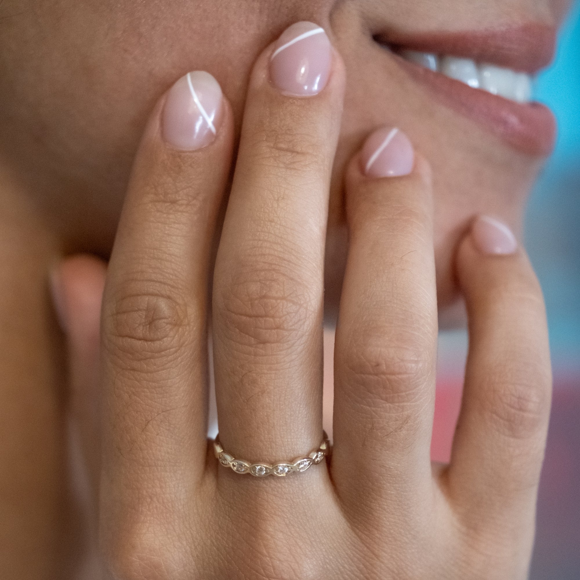 Göz Motifli Taşlı Yüzük | 14 Ayar Altın