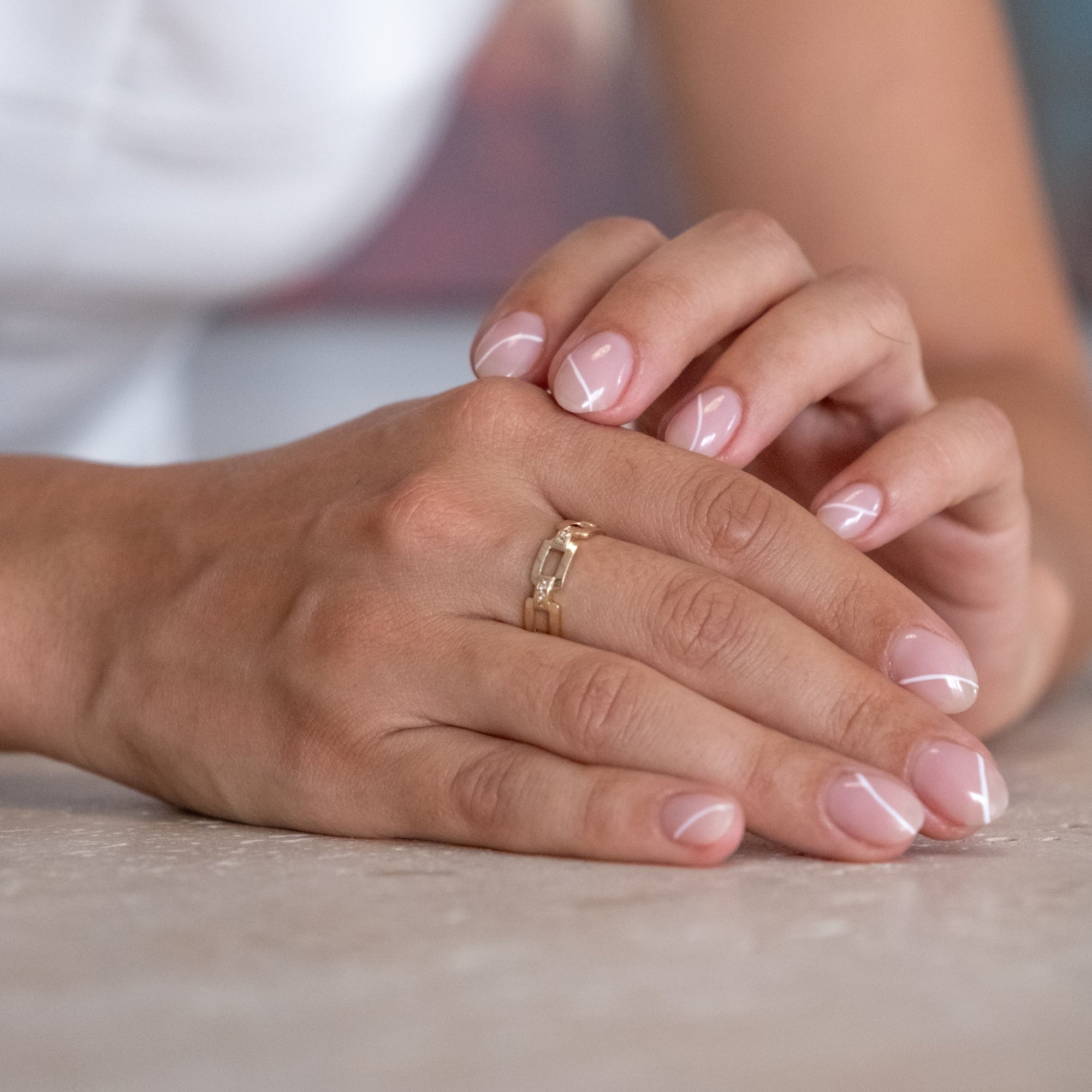 Geometrik Taşlı Yüzük | 14 Ayar Altın