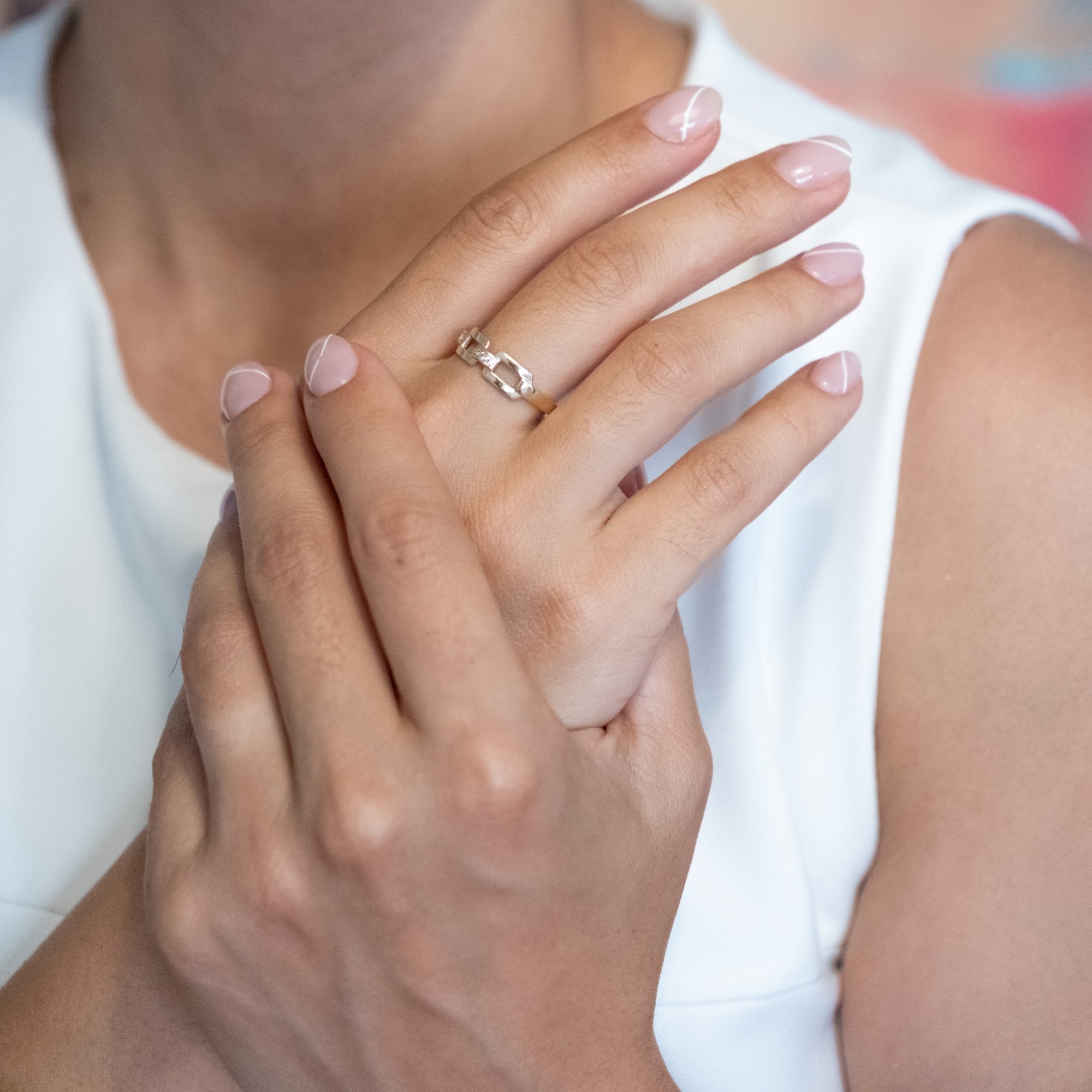 Geometrik Taşlı Yüzük | 14 Ayar Altın