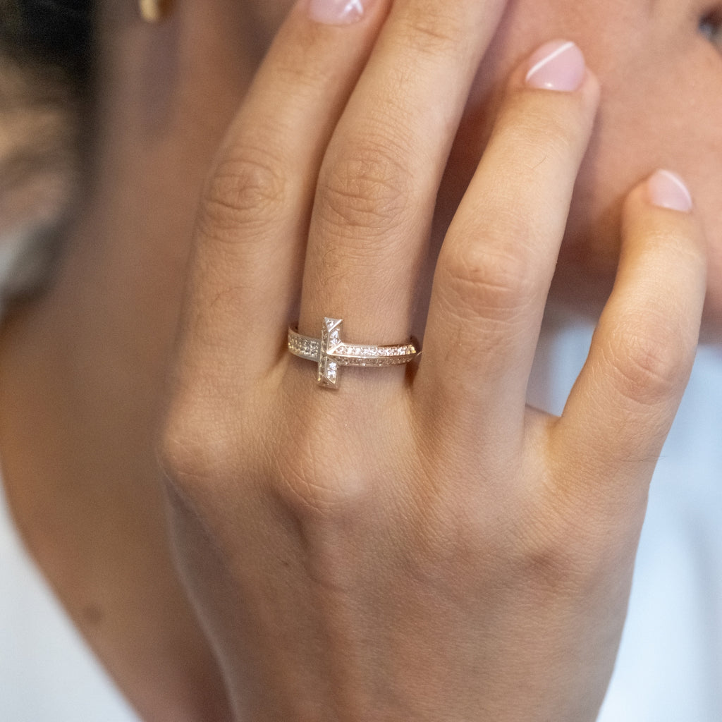 Asimetrik Taşlı T Yüzük | 14 Ayar Altın