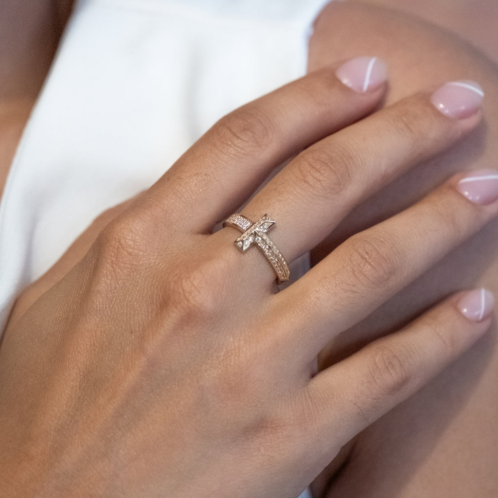 Asimetrik Taşlı T Yüzük | 14 Ayar Altın