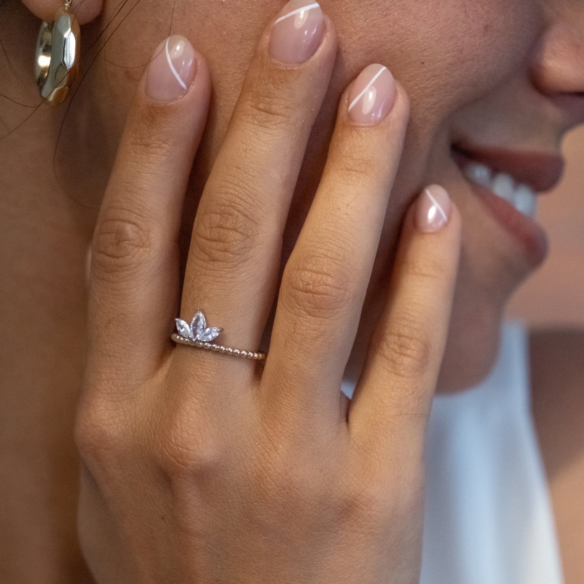 Taç Form Taşlı Yüzük | 14 Ayar Altın