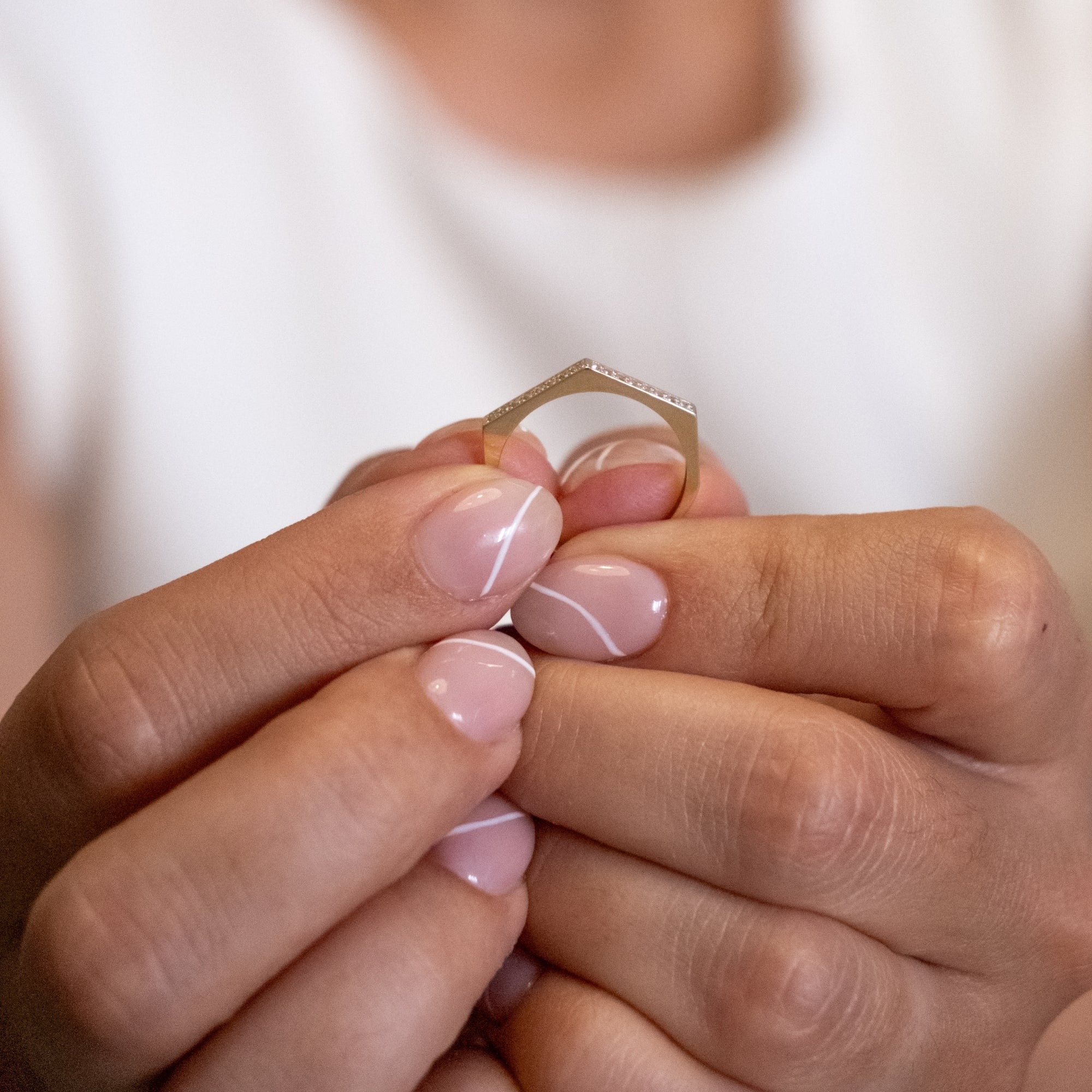 Geometrik Taşlı Yüzük | 14 Ayar Altın