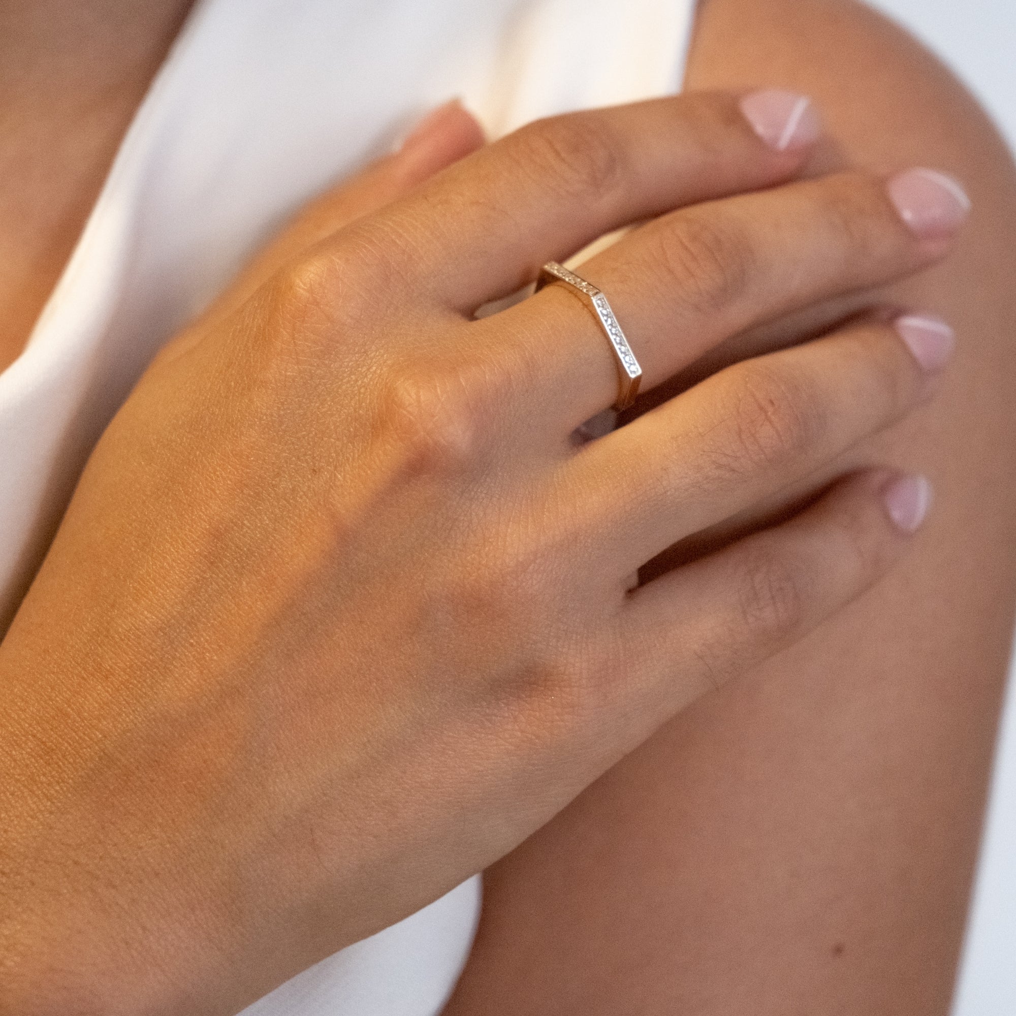 Geometrik Taşlı Yüzük | 14 Ayar Altın