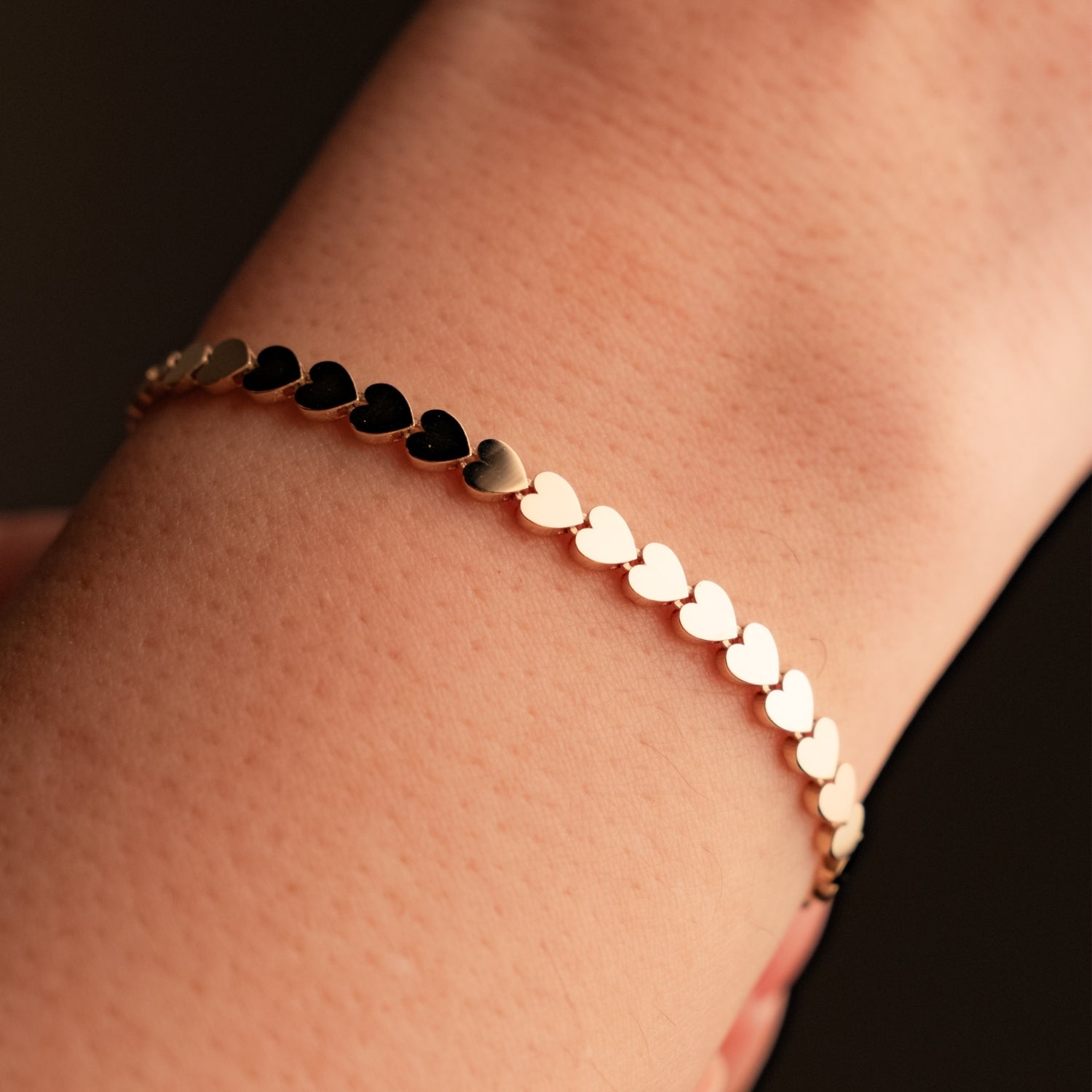 Sıralı Kalp Bileklik | 14 Ayar Altın