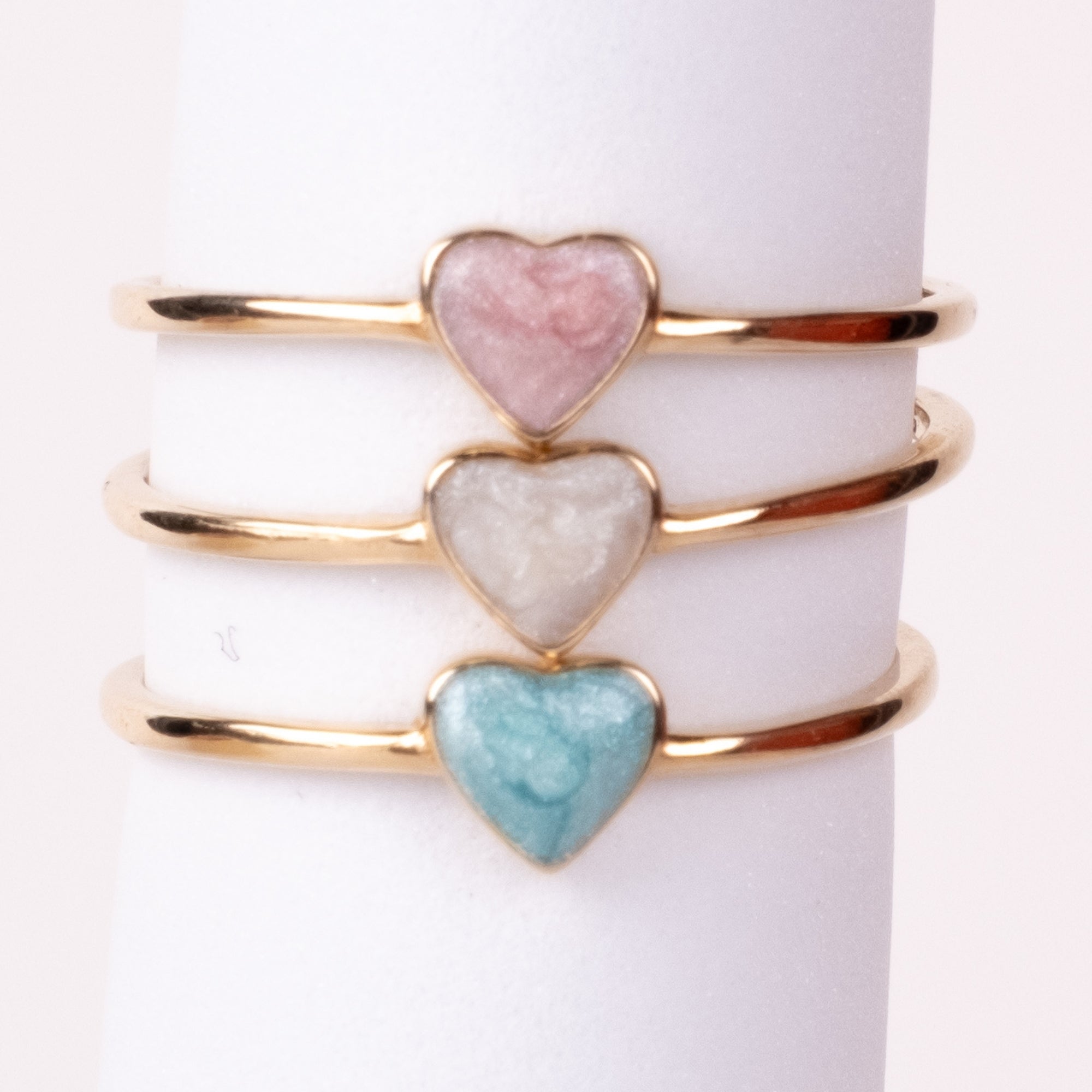 Renkli Kalp Yüzük | 14 Ayar Altın