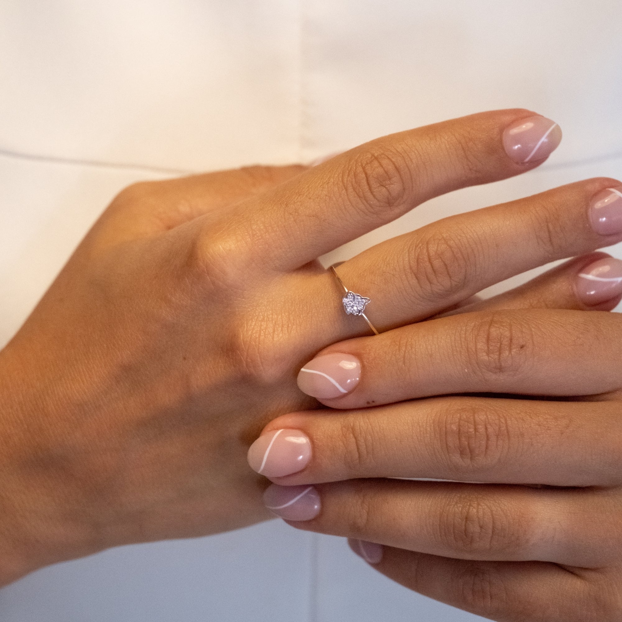 Taşlı Yaprak Yüzük | 14 Ayar Altın