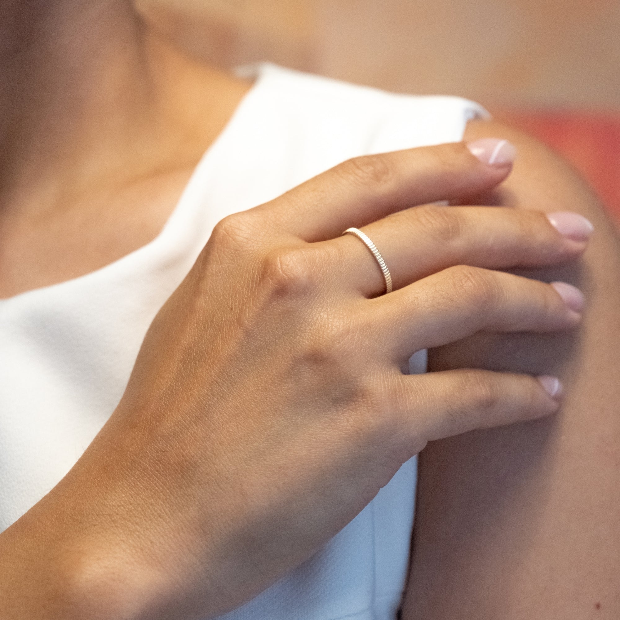 Çizgi Dokulu Yüzük | 14 Ayar Altın