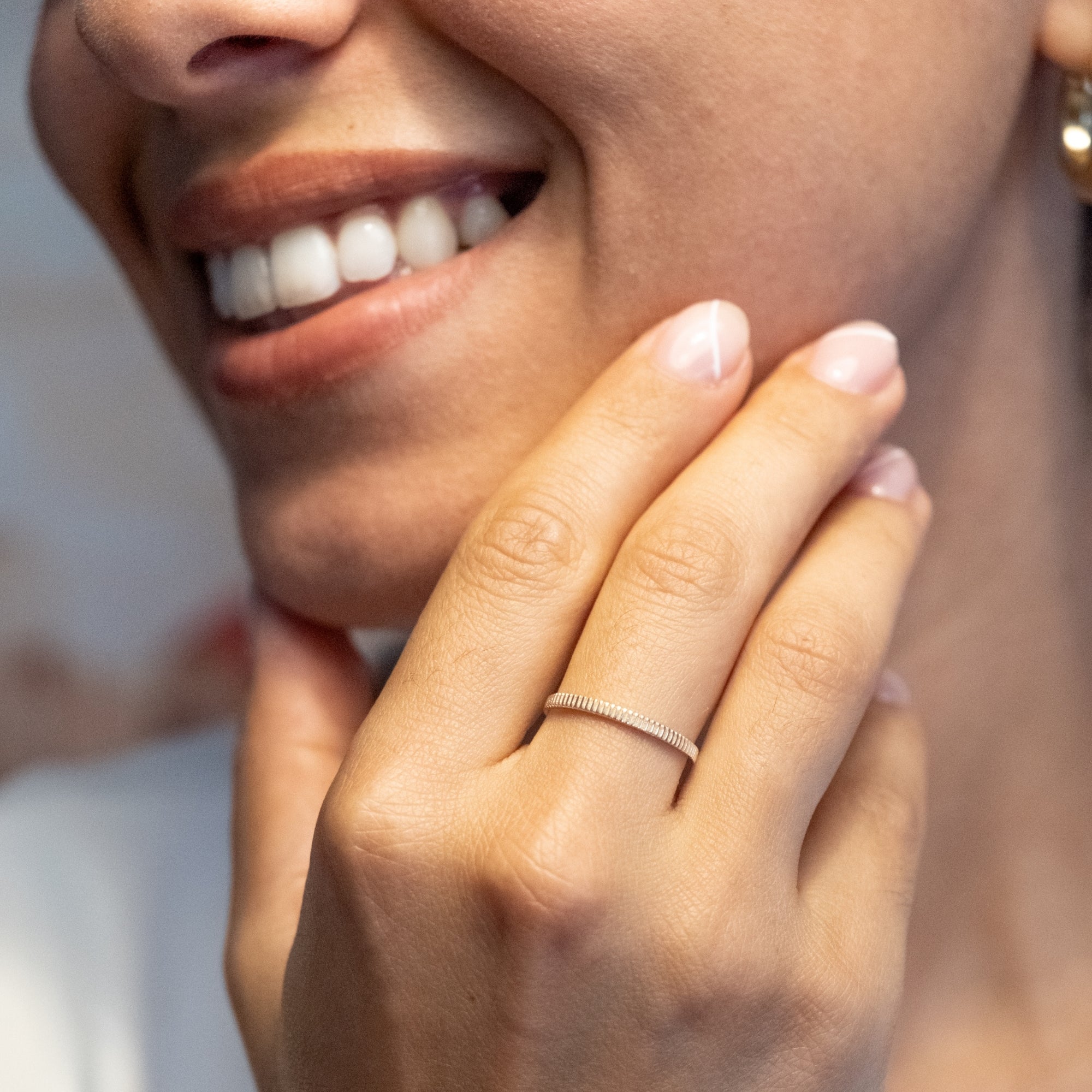 Çizgi Dokulu Yüzük | 14 Ayar Altın