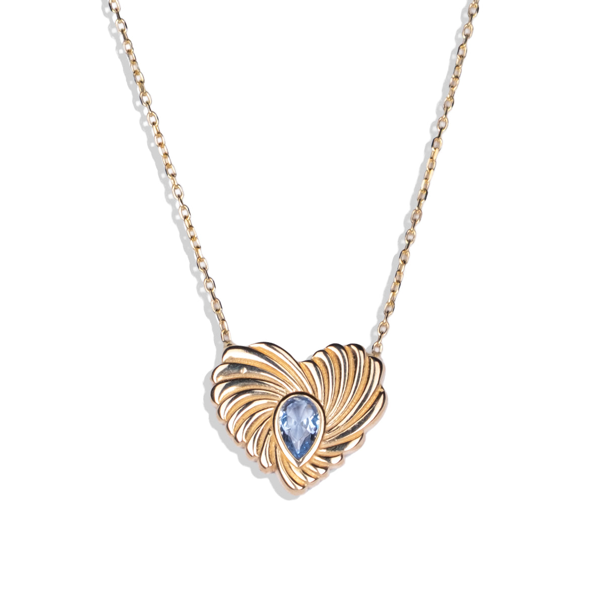 Mavi Taşı Kalp Kolye | 14 Ayar Altın