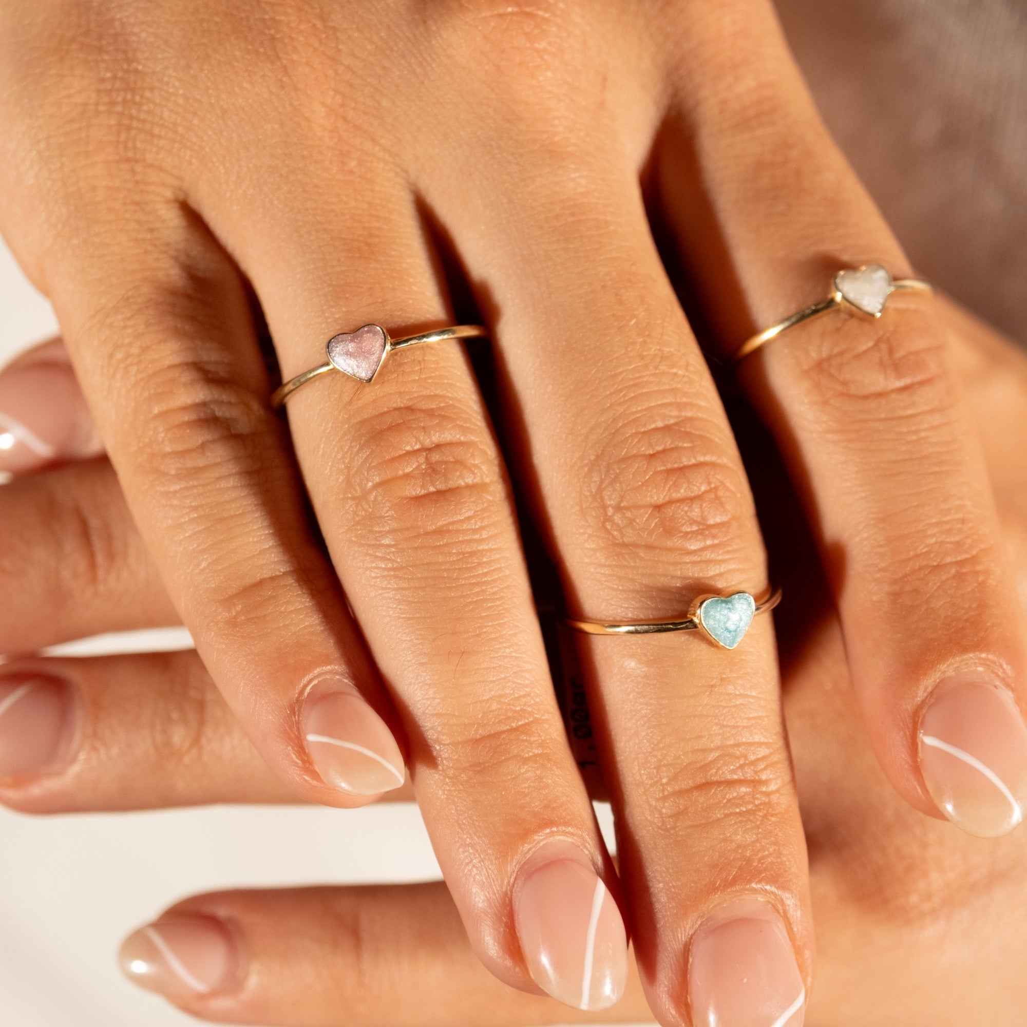 Renkli Kalp Yüzük | 14 Ayar Altın