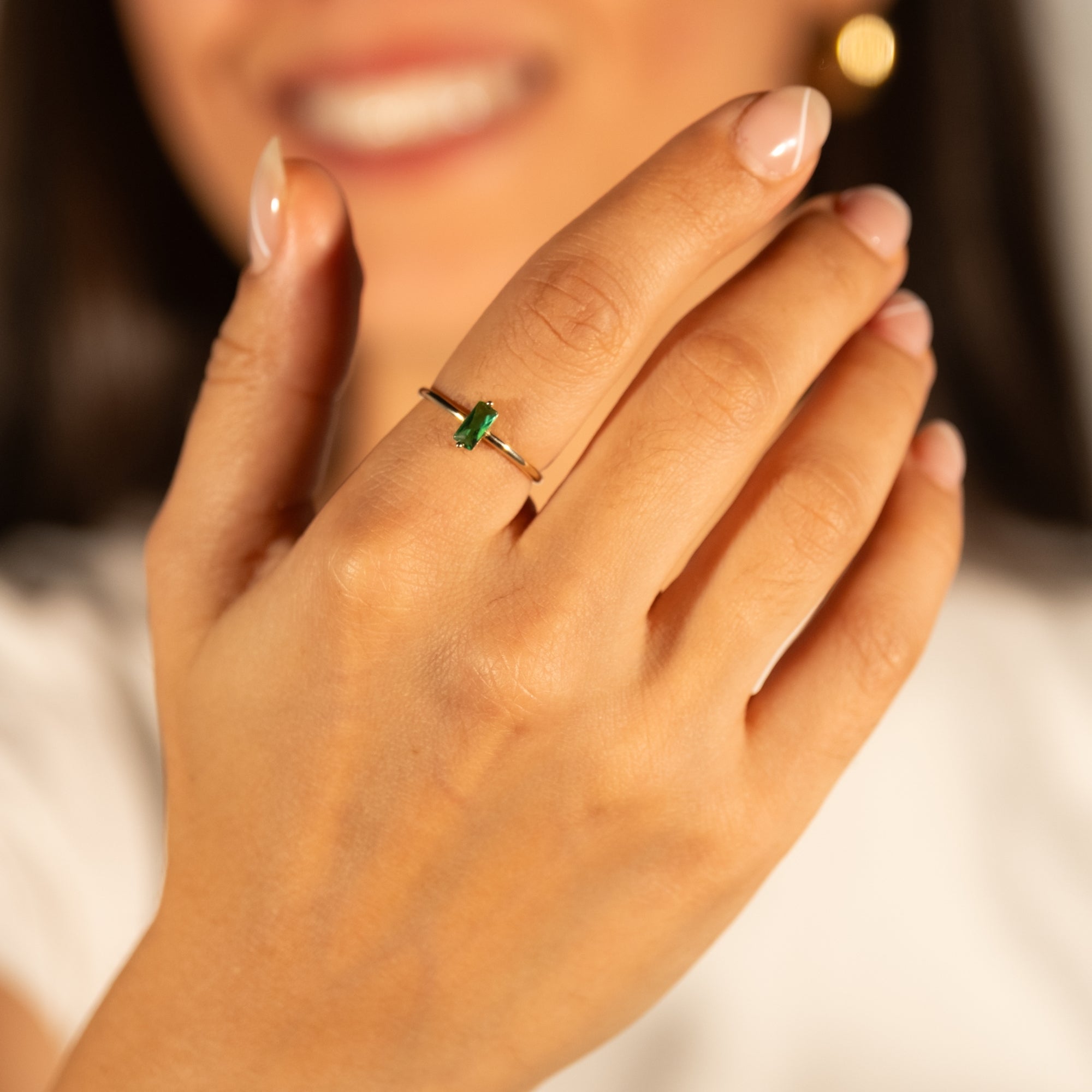 Yeşil Taşlı Yüzük | 14 Ayar Altın