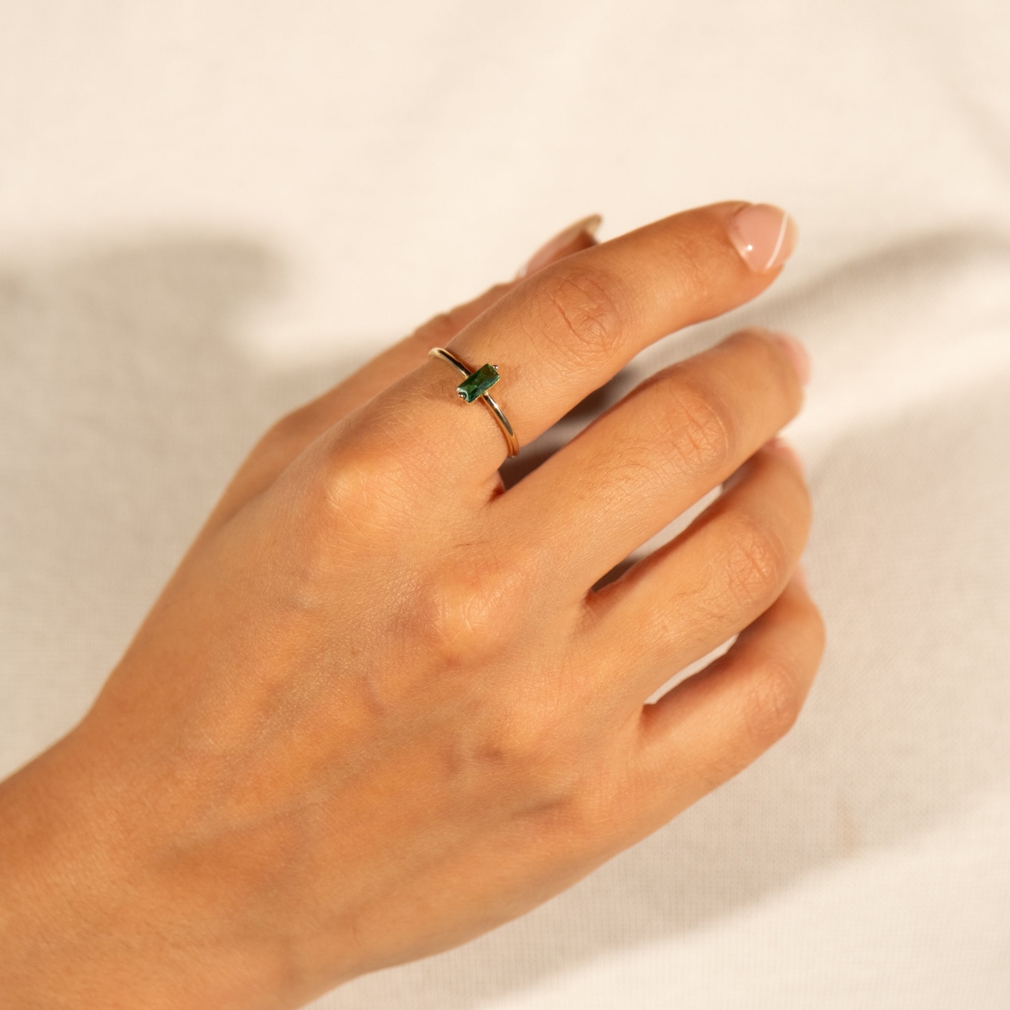 Yeşil Taşlı Yüzük | 14 Ayar Altın