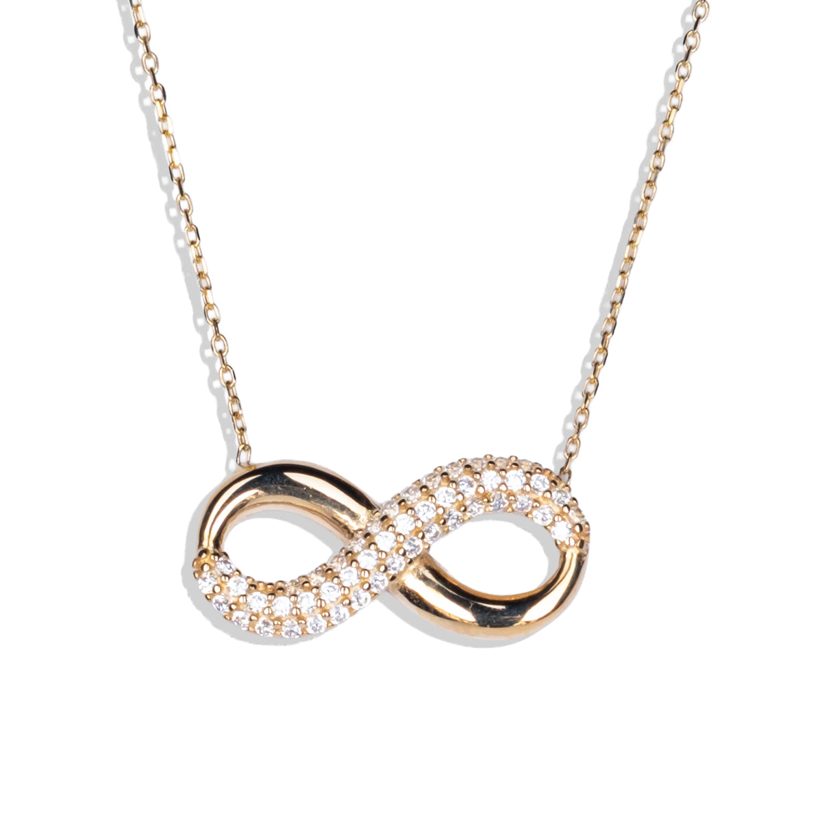 Taşlı Sonsuzluk Kolye | 14 Ayar Altın