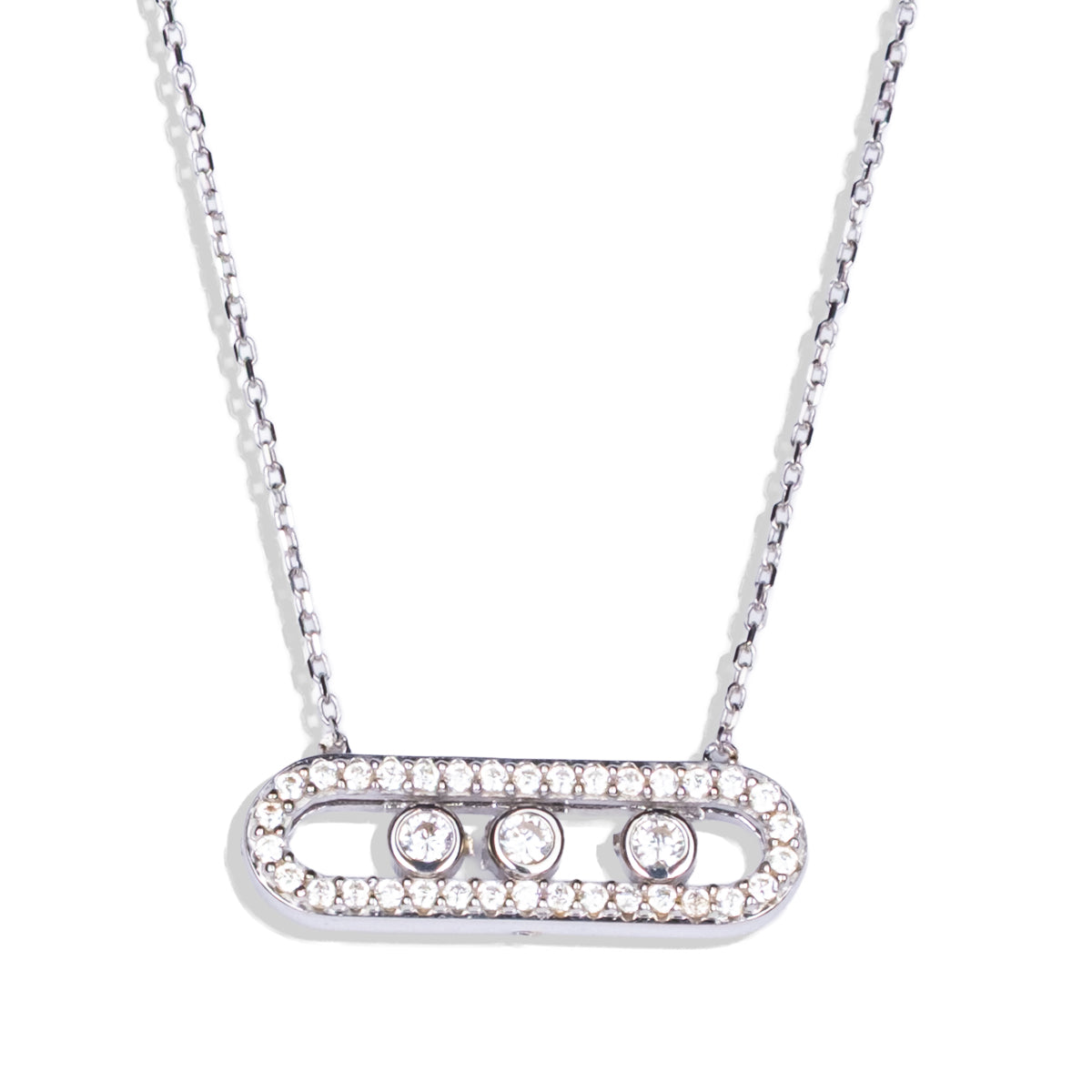 Taşlı Oval Kolye | 14 Ayar Altın