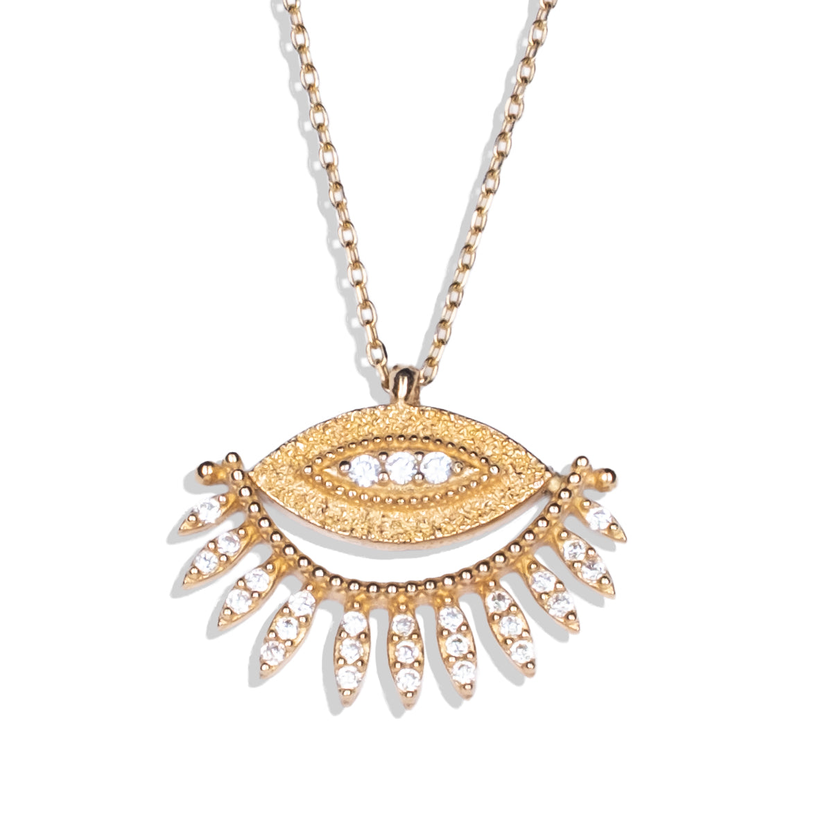 Taşlı Göz Kolye | 14 Ayar Altın