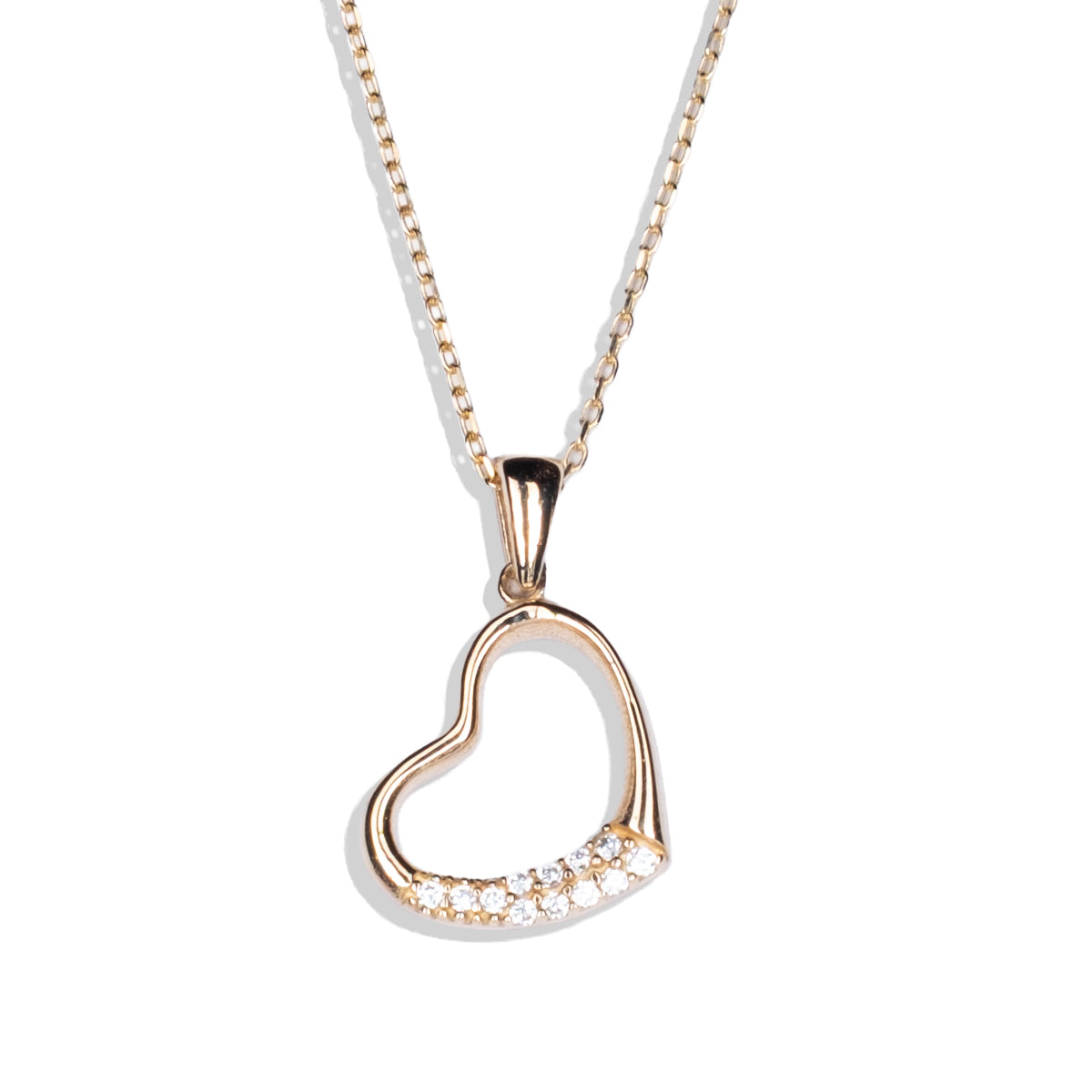 Taşlı Kalp Kolye | 14 Ayar Altın