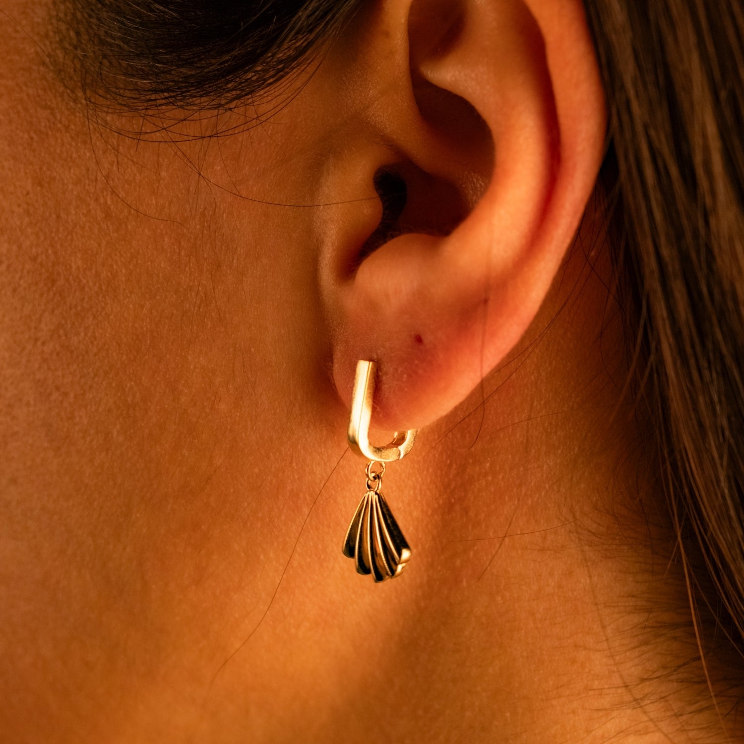 Sallantılı Deniz Kabuğu Küpe | 14 Ayar Altın