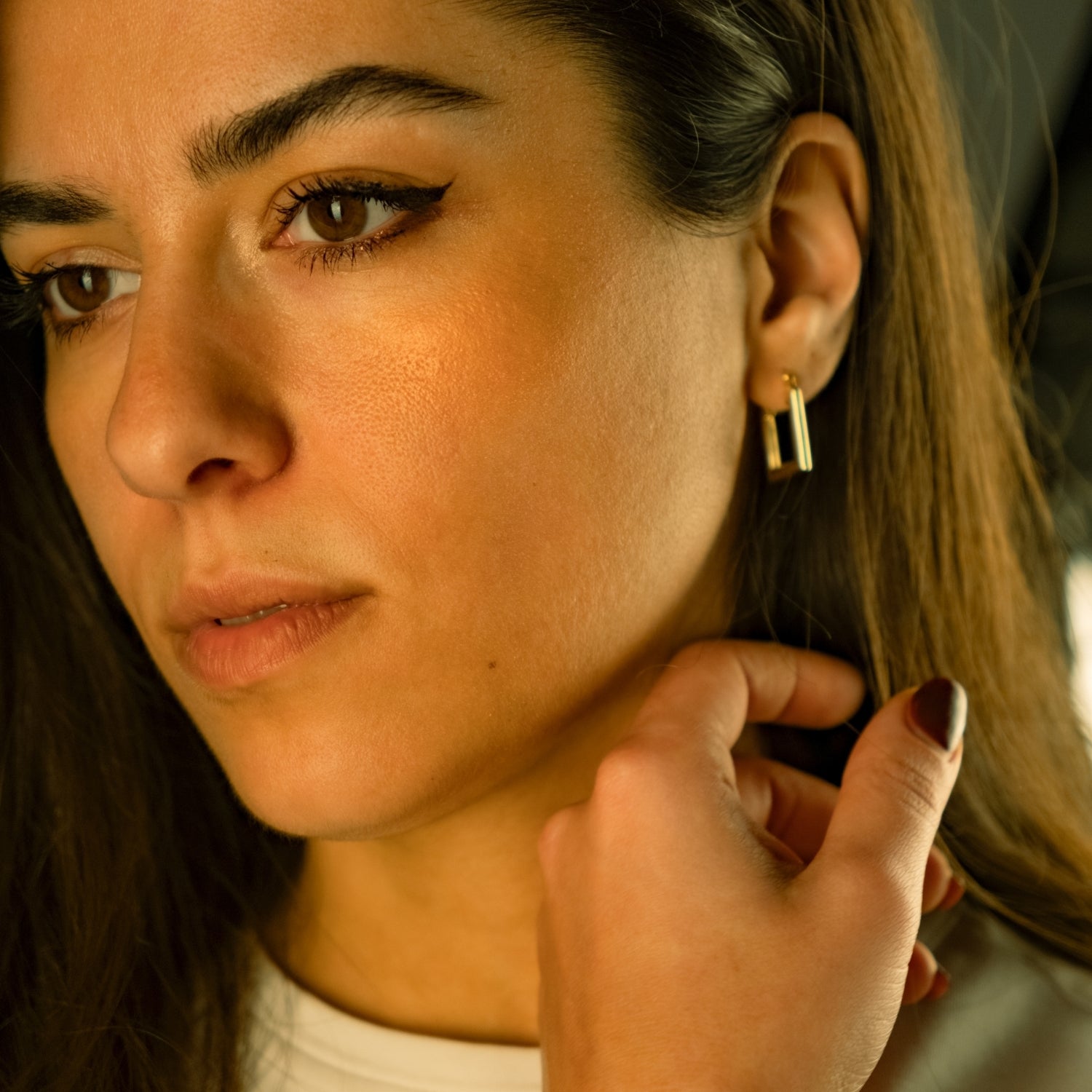 Prizma Frame Küpe | 14 Ayar Altın