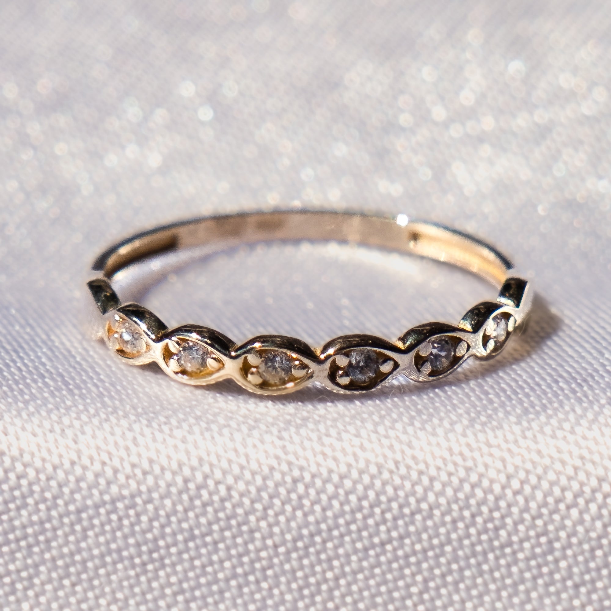 Göz Motifli Taşlı Yüzük | 14 Ayar Altın