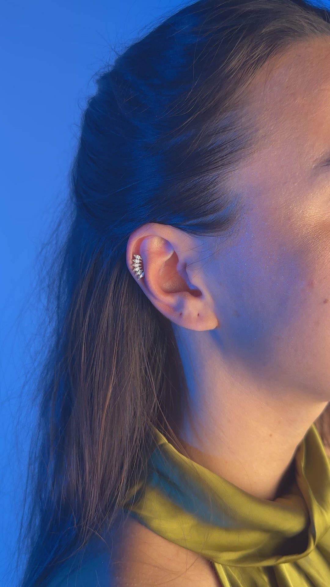 Marquise Kesim Sıra Taşlı Piercing | 14 Ayar Altın