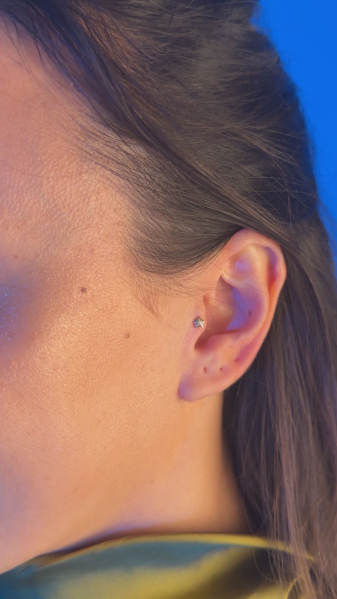 Taşlı Yıldız Piercing | 14 Ayar Altın