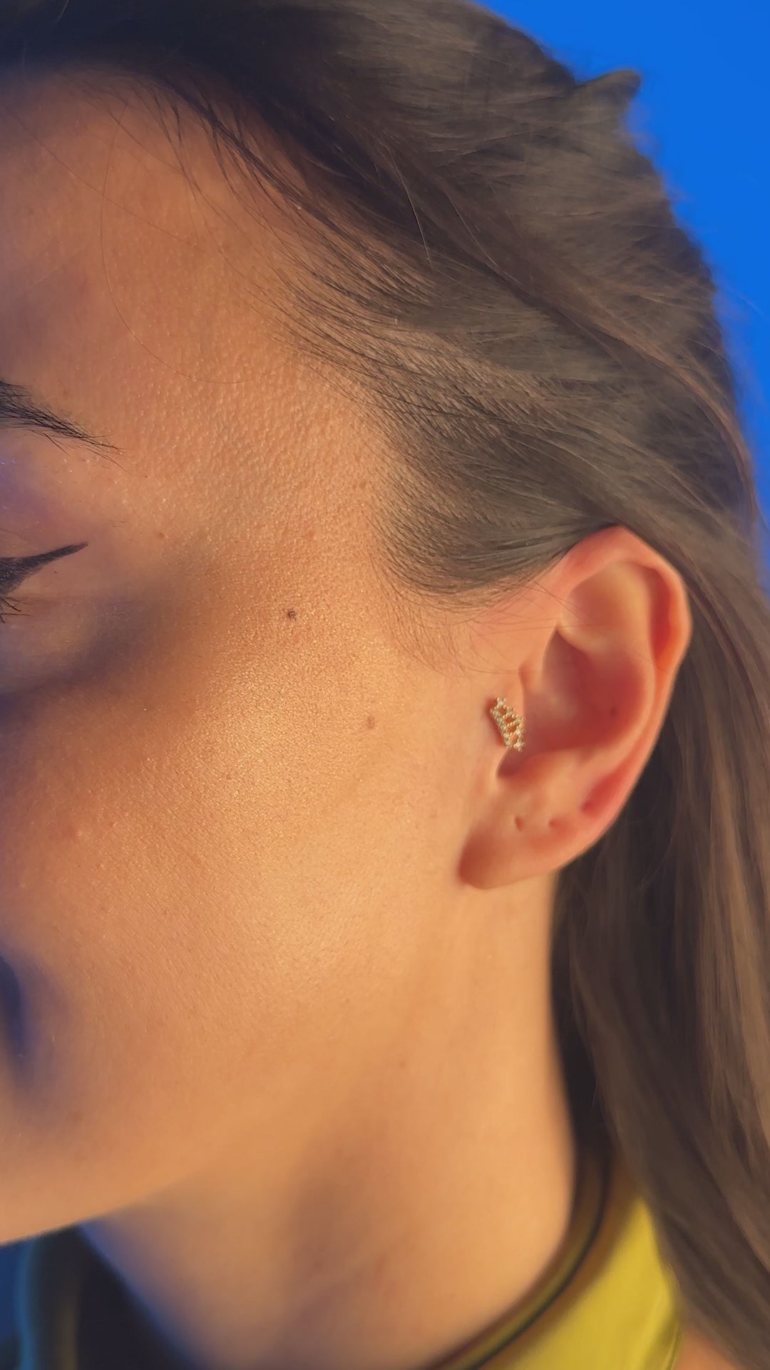 Taşlı Taç Piercing | 14 Ayar Altın