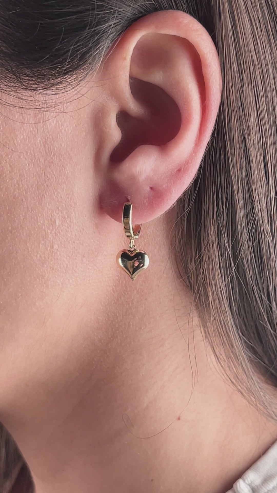 Amore Sallantılı Kalp Küpe | 14 Ayar Altın