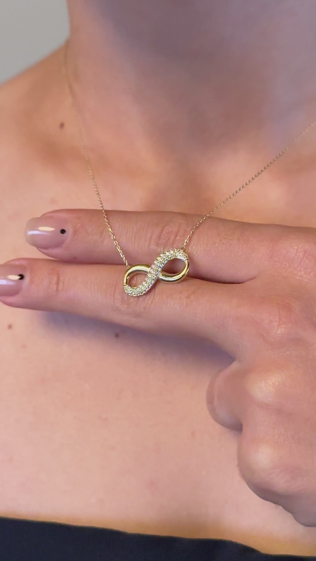 Taşlı Sonsuzluk Kolye | 14 Ayar Altın