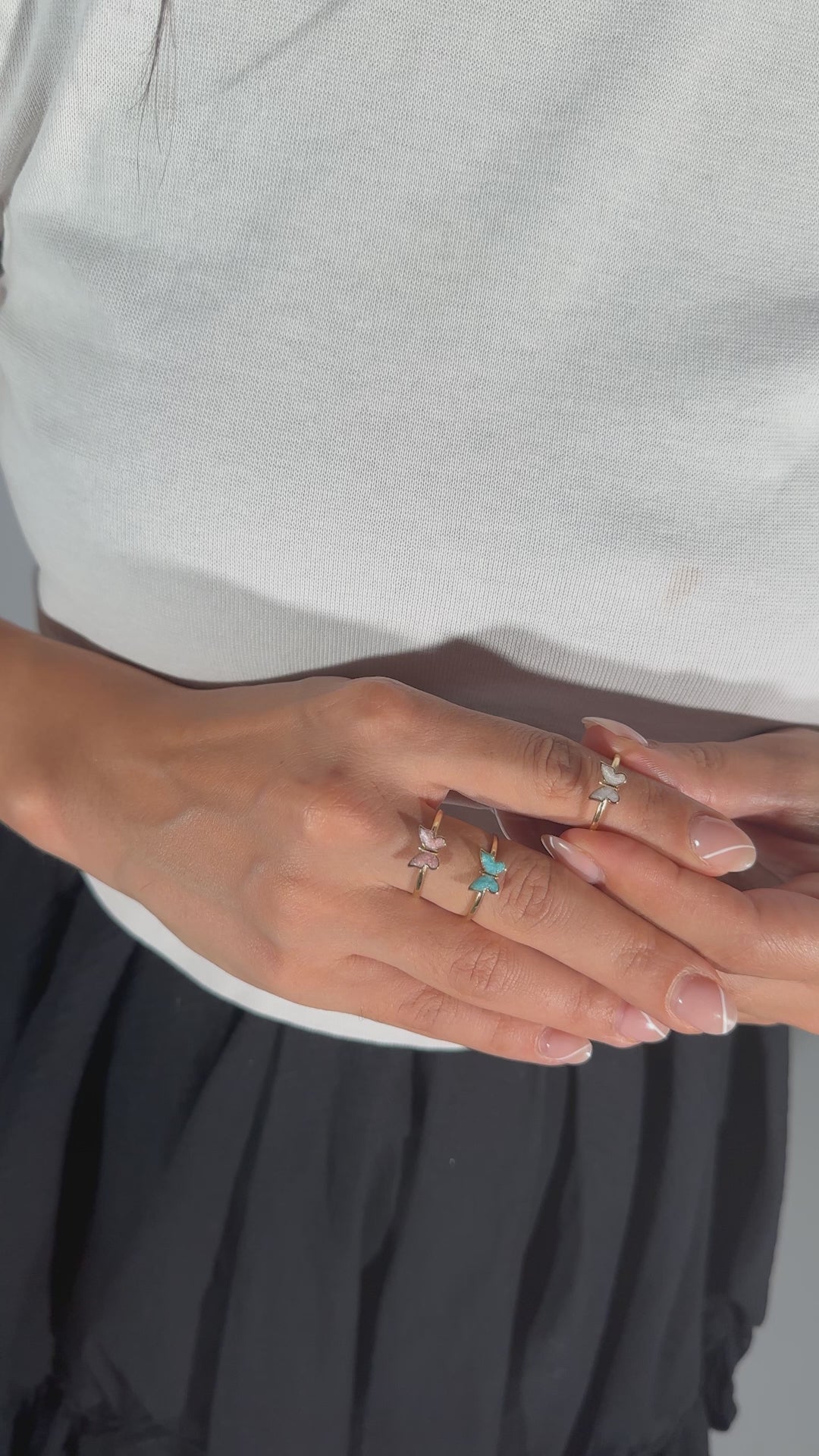 Renkli Kelebek Yüzük  | 14 Ayar Altın