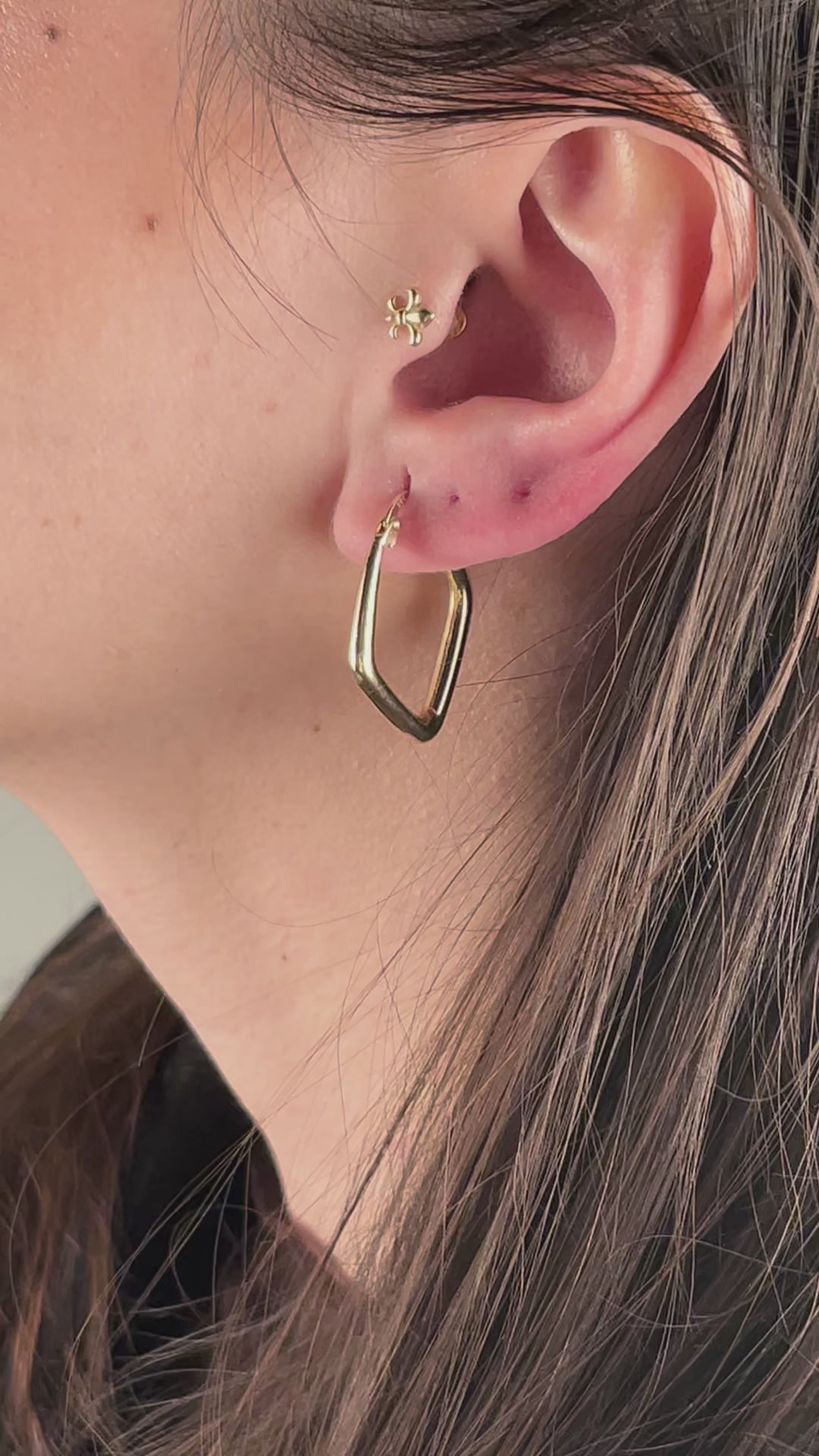 Prizma Halka Küpe | 14 Ayar Altın