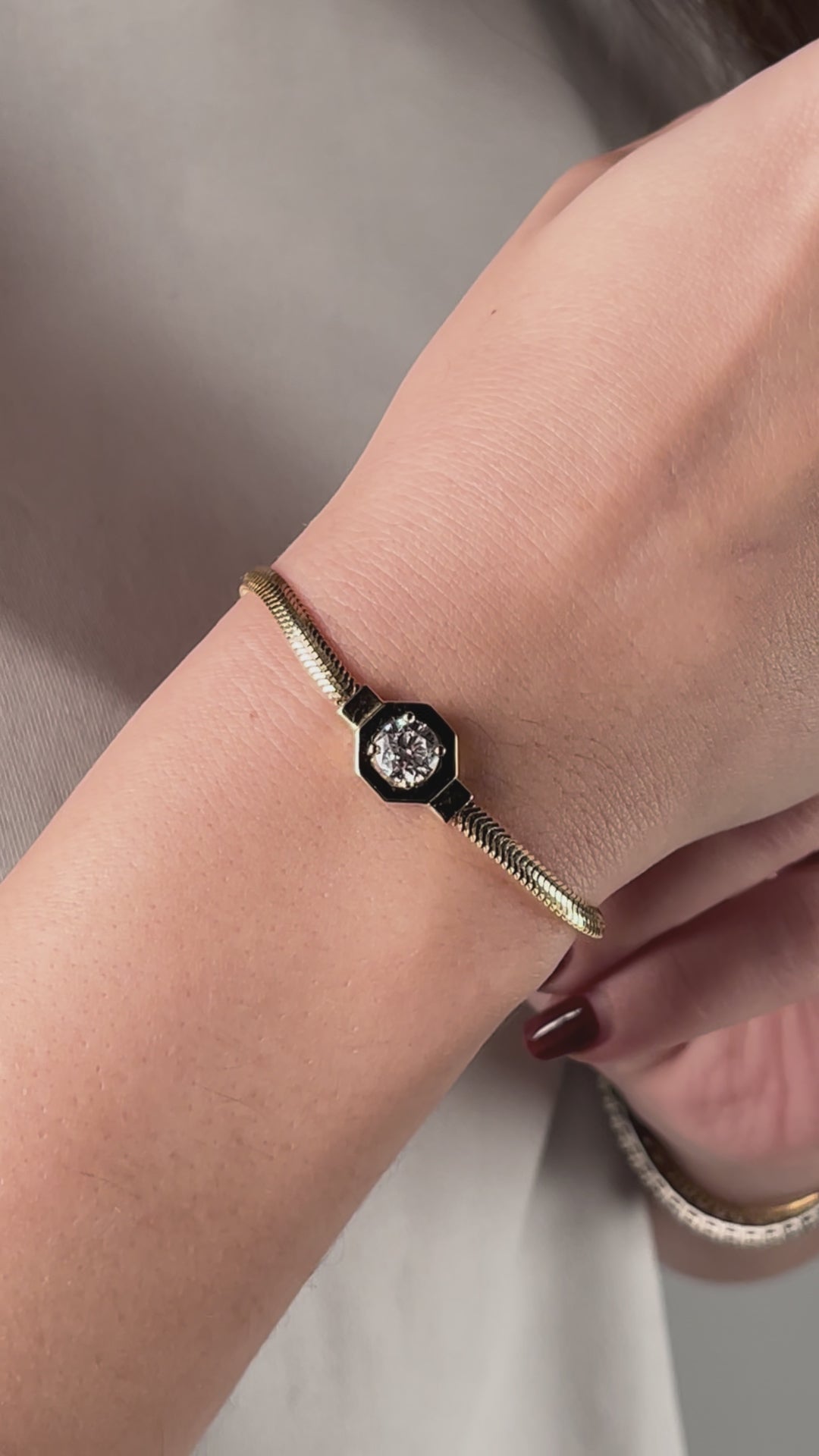 Taşlı Aura Bileklik | 14 Ayar Altın