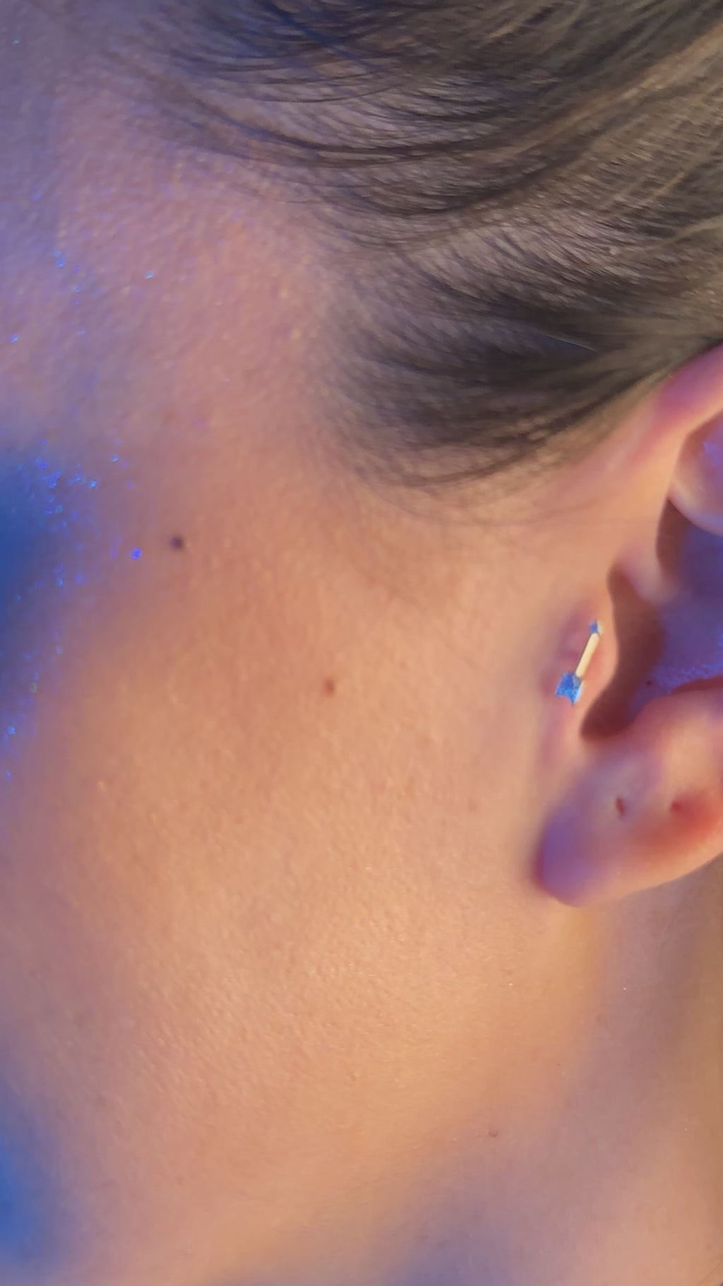 Taşlı Ok Piercing | 14 Ayar Altın
