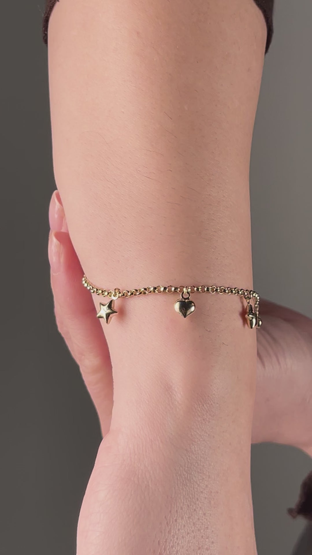 Yıldız ve Kalp Charm Bileklik | 14 Ayar Altın