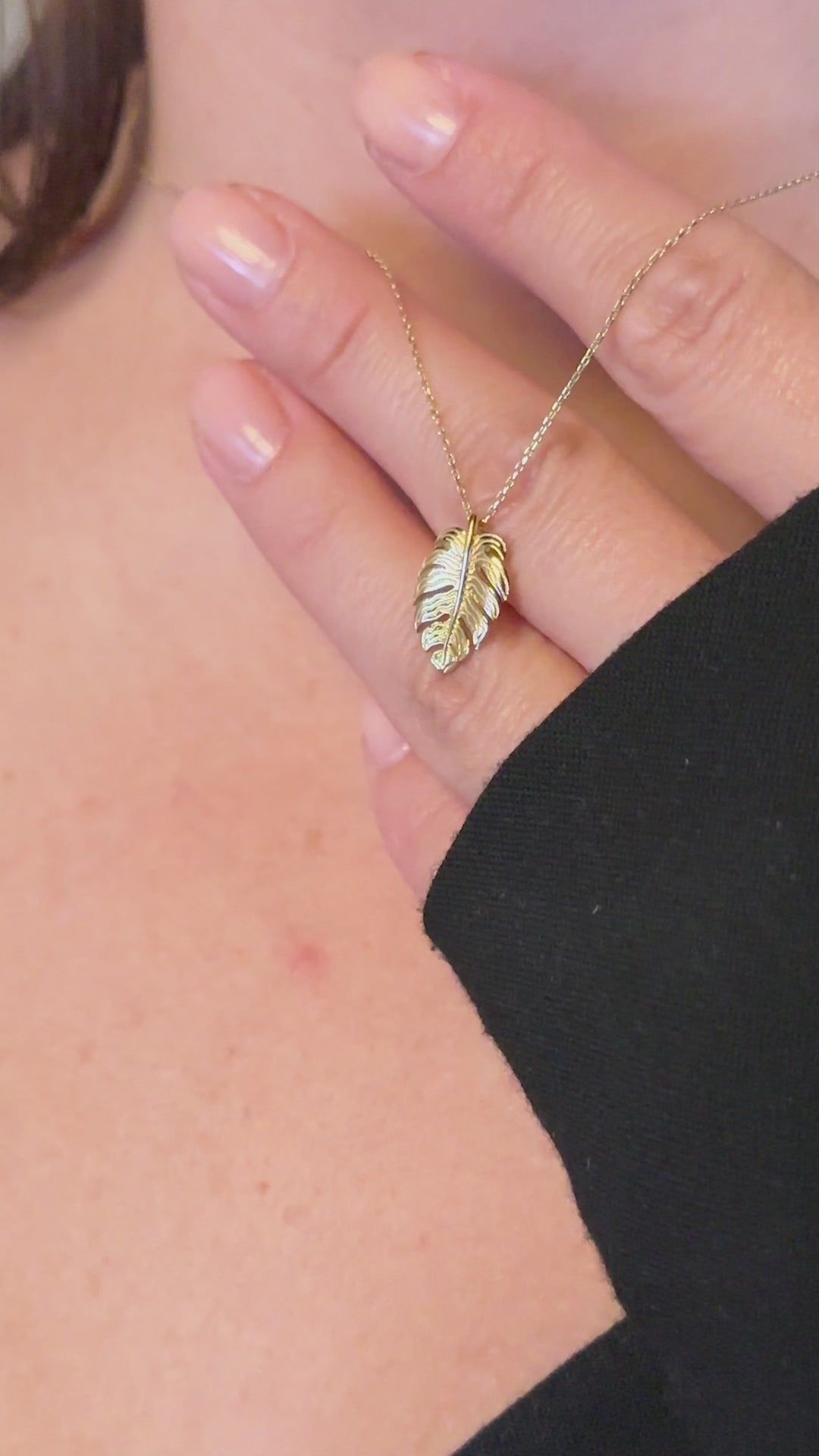 Monstera Yaprak Kolye | 14 Ayar Altın