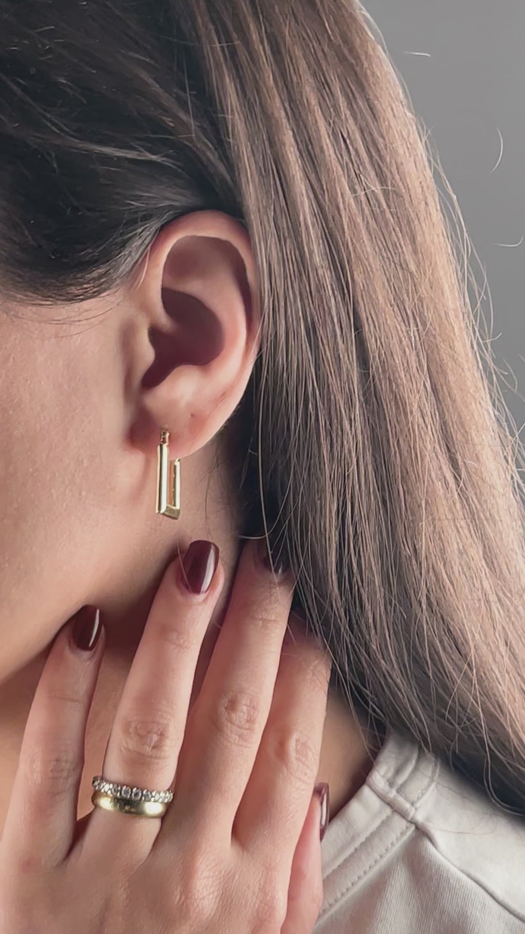 Prizma Frame Küpe | 14 Ayar Altın